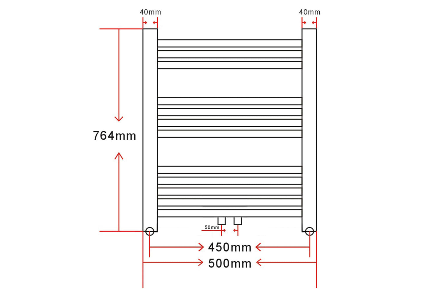 Vidaxl Bathroom Radiator Central Heating Towel Rail Curve 500 X 764 Mm-9