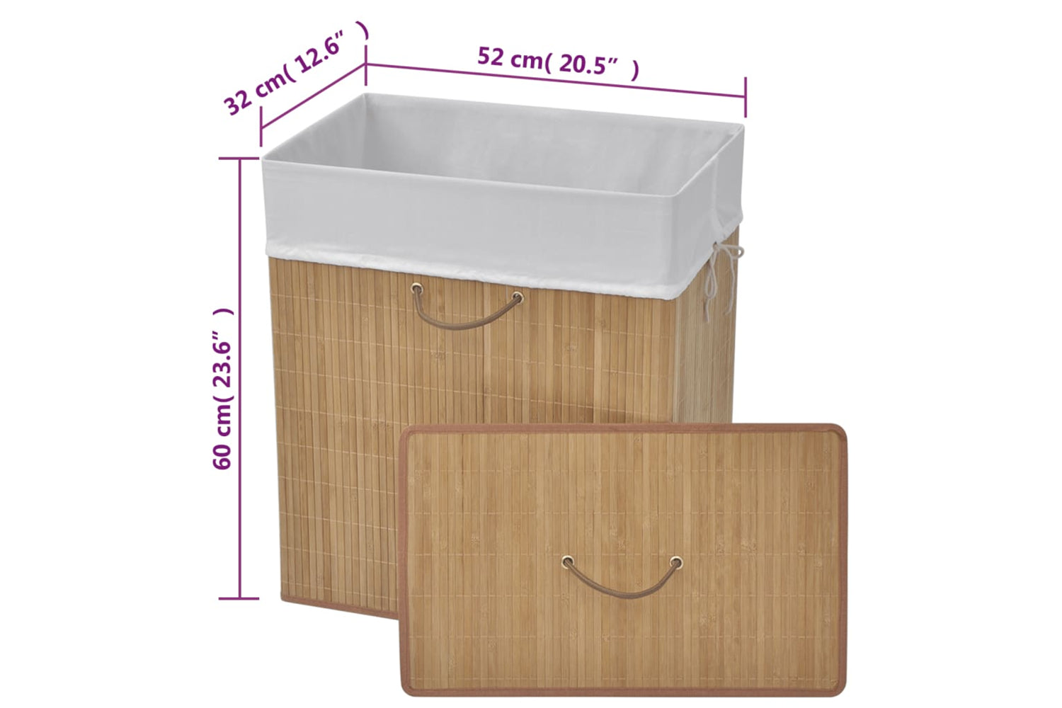 Vidaxl Bamboo Laundry Bin Rectangular Natural-8