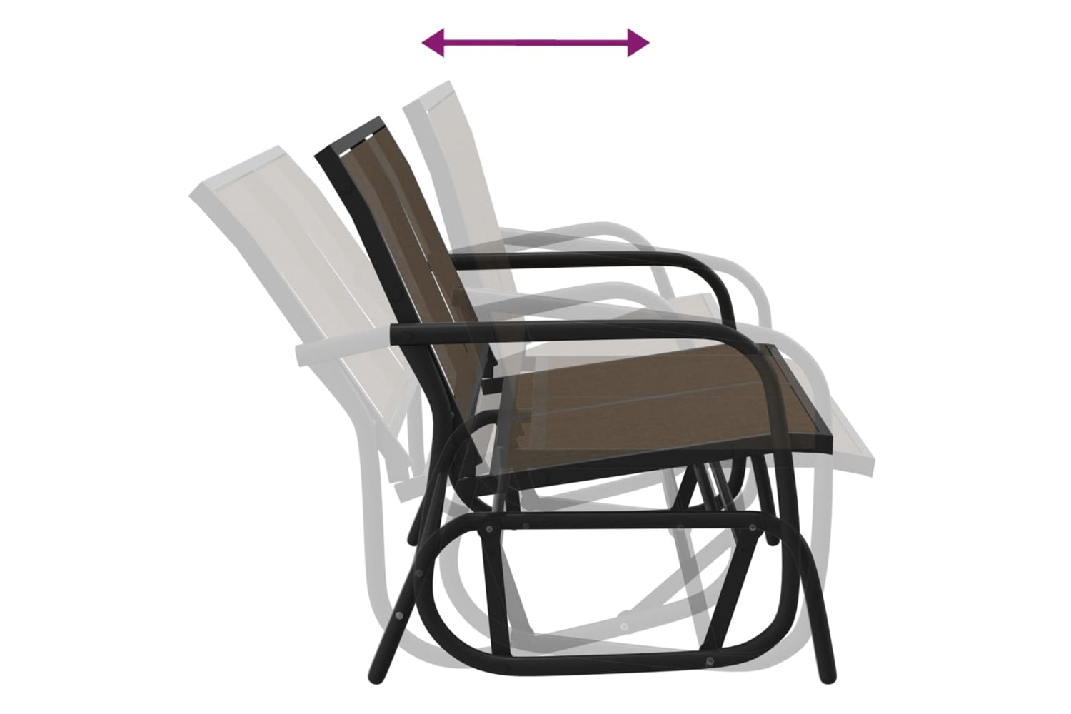 vidaXL 362709 Garden Glider Bench Brown120.5x76x86.5cm Textilene&steel-4