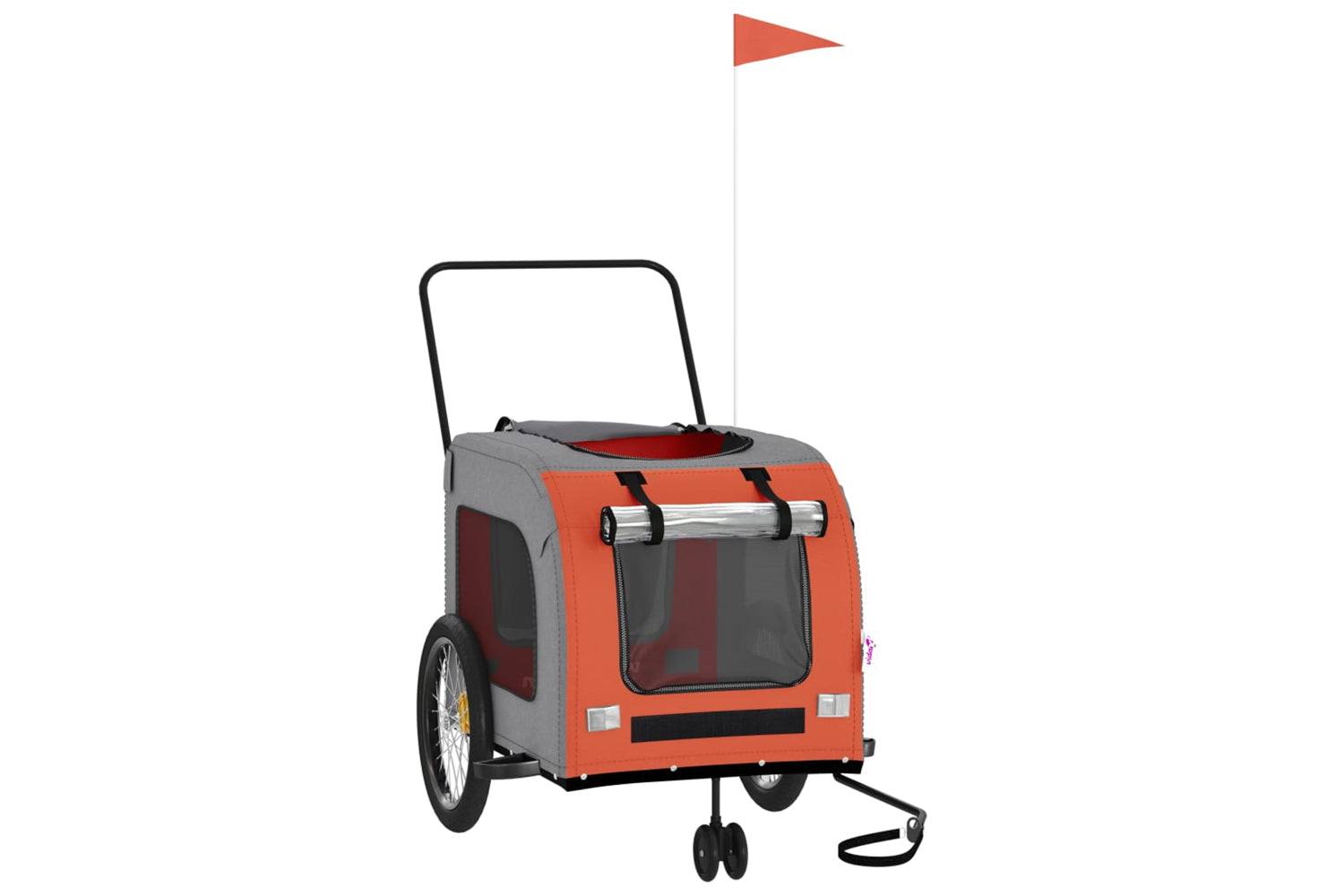 Vidaxl 93858 Pet Bike Trailer Orange And Grey Oxford Fabric And Iron-2
