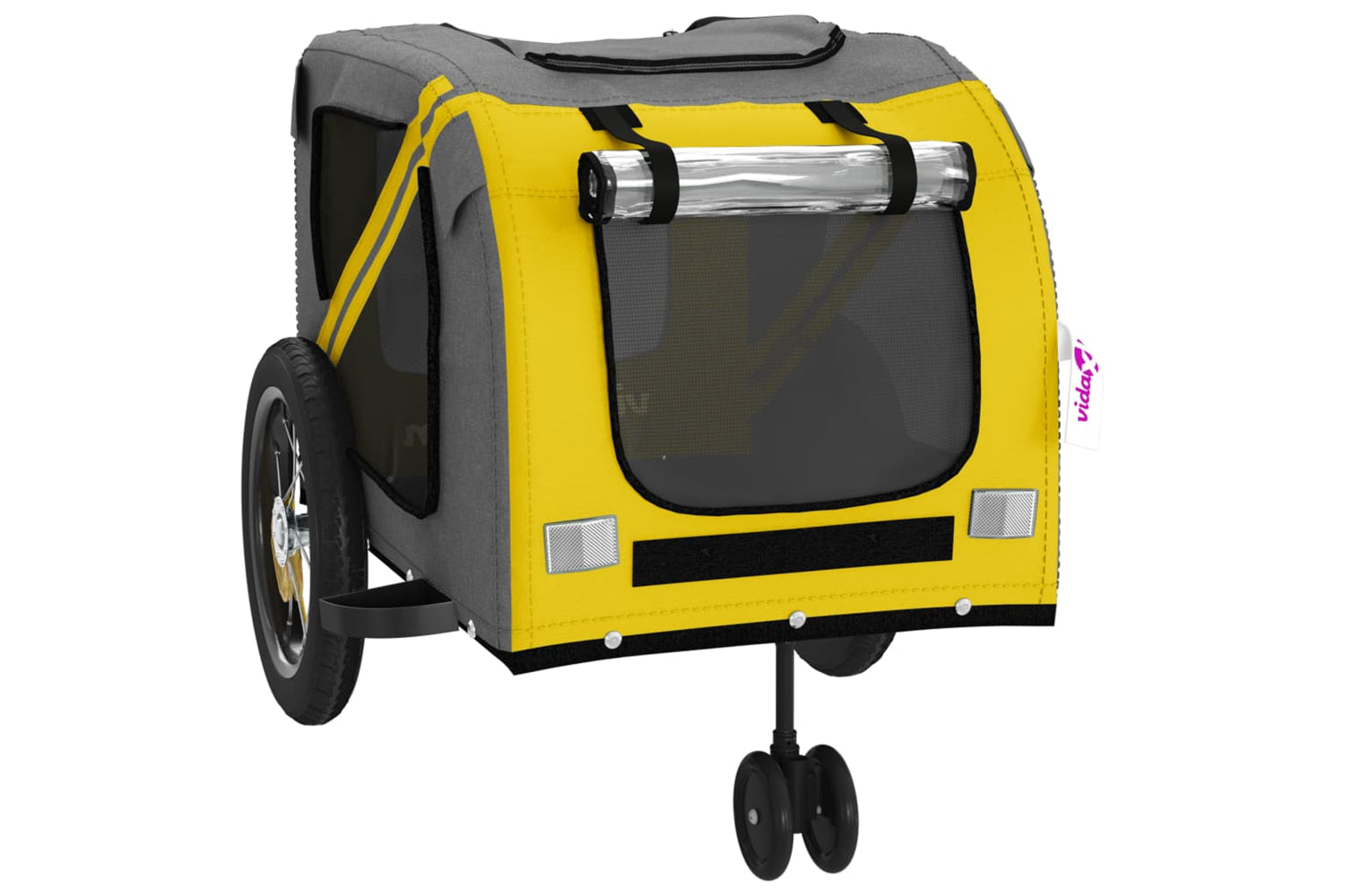 Vidaxl 93889 Pet Bike Trailer Yellow And Black Oxford Fabric And Iron-4