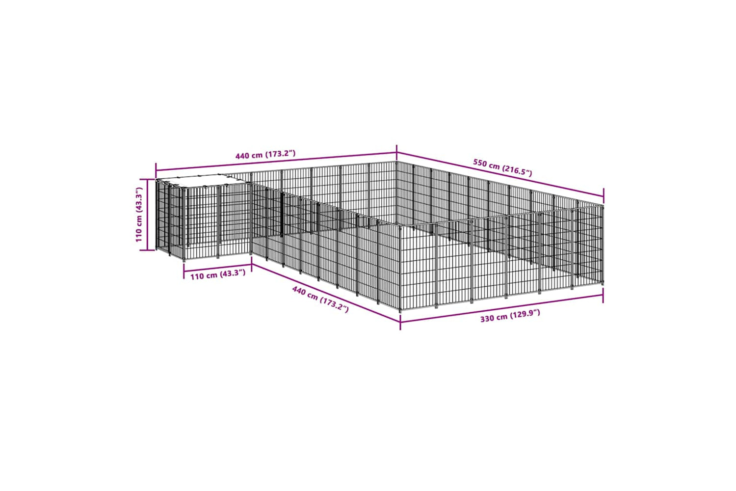 Vidaxl 3082239 Dog Kennel Black 19.36 M2 Steel-6