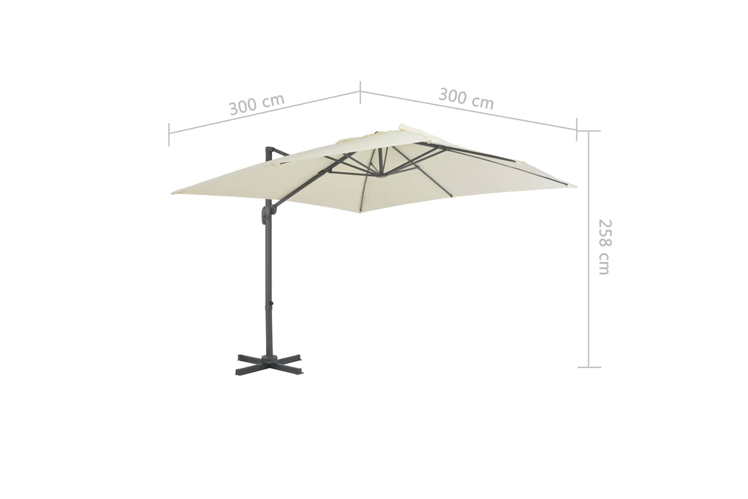 vidaXL 44632 Cantilever Umbrella With Aluminium Pole 300x300cm Sand-9