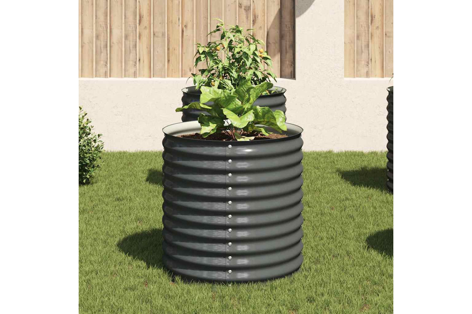 vidaXL Garden Raised Bed 80x80x81cm Galvanised Steel Grey-2