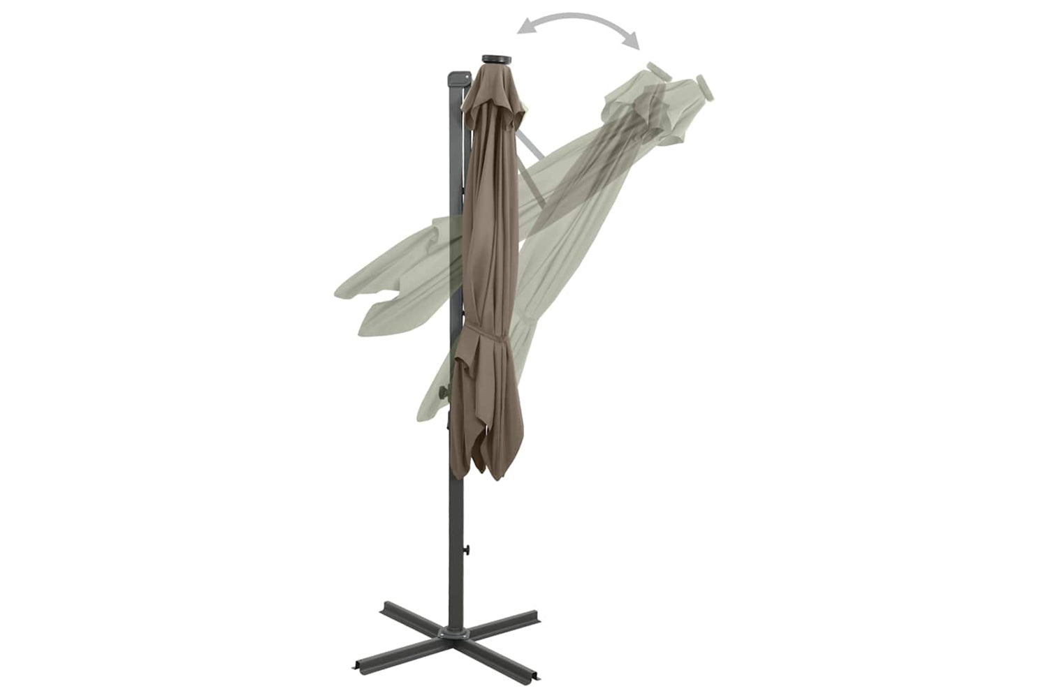 Vidaxl 312331 Cantilever Umbrella With Pole And Led Lights Taupe 300 Cm-7