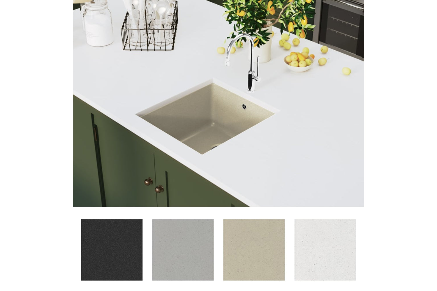 Vidaxl Granite Kitchen Sink Single Basin Beige-2