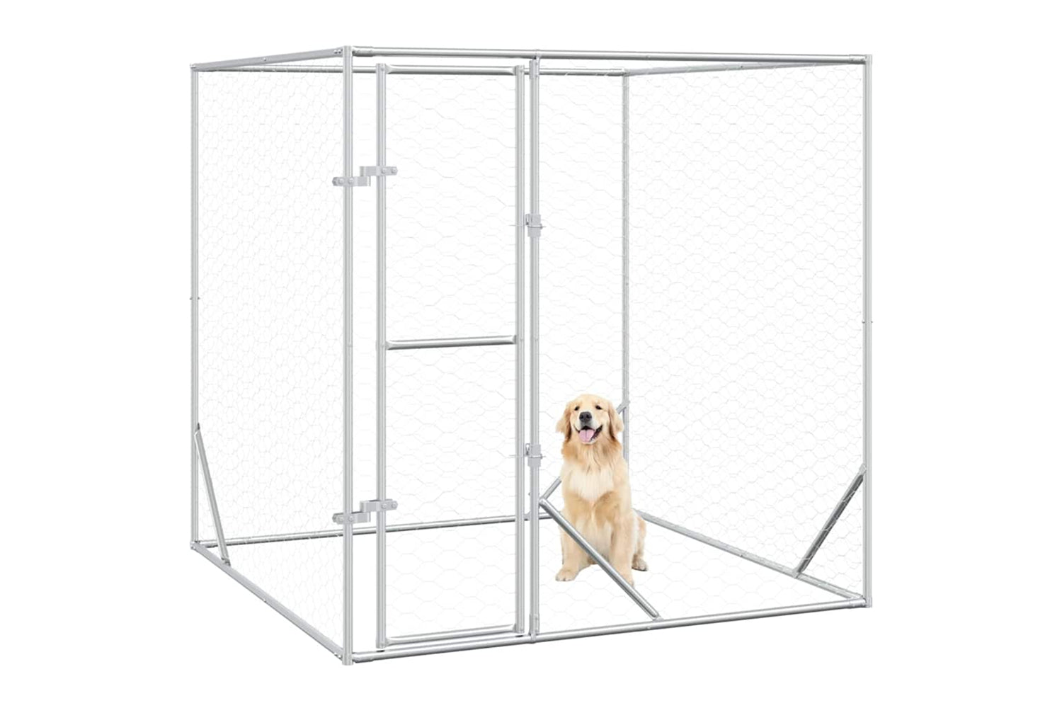 Vidaxl Outdoor Dog Kennel Silver 2x2x2 M Galvanised Steel-2