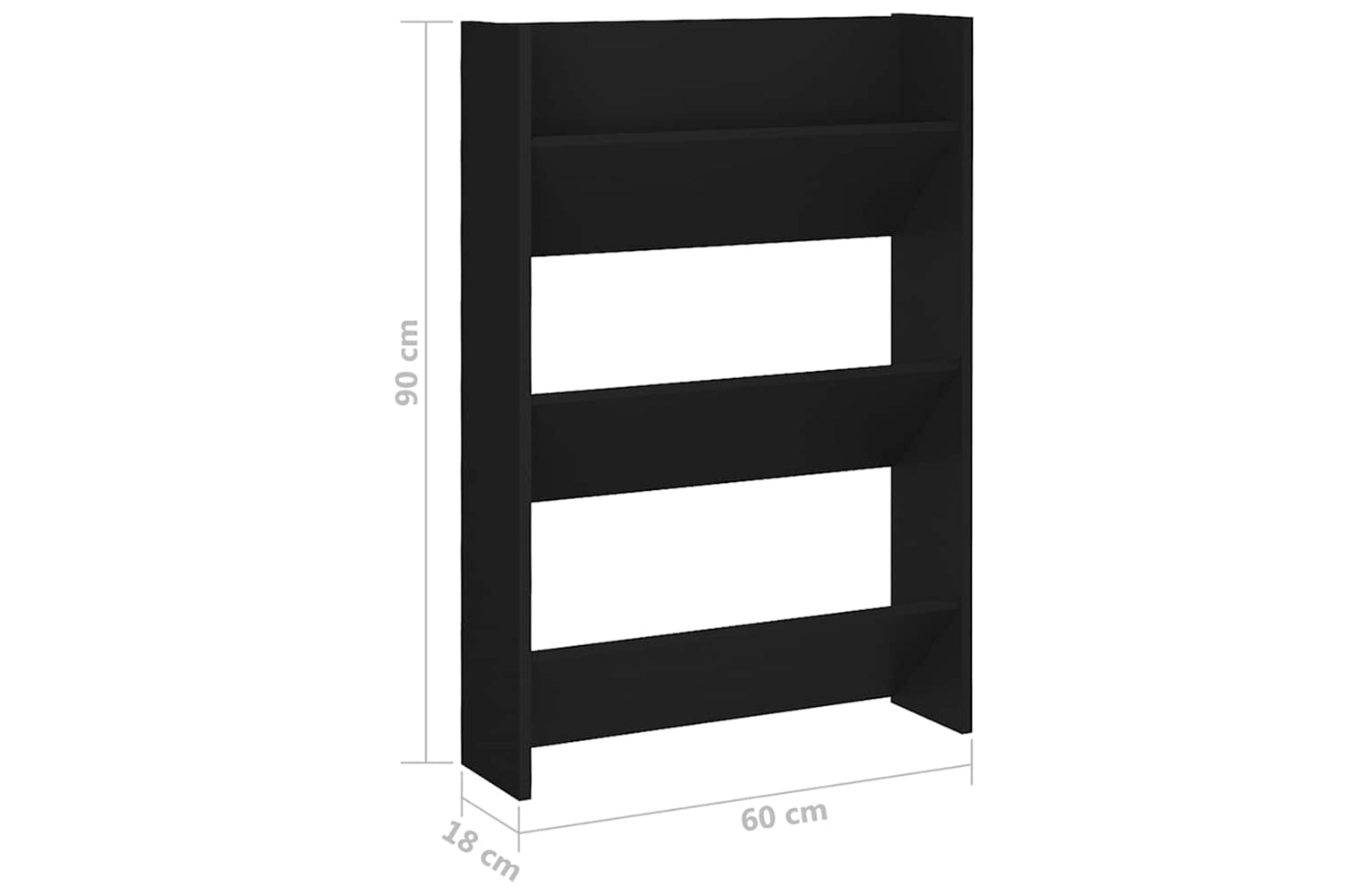 vidaXL 806762 Wall Shoe Cabinets 2 Pcs Black 60x18x90cm Engineered Wood-7