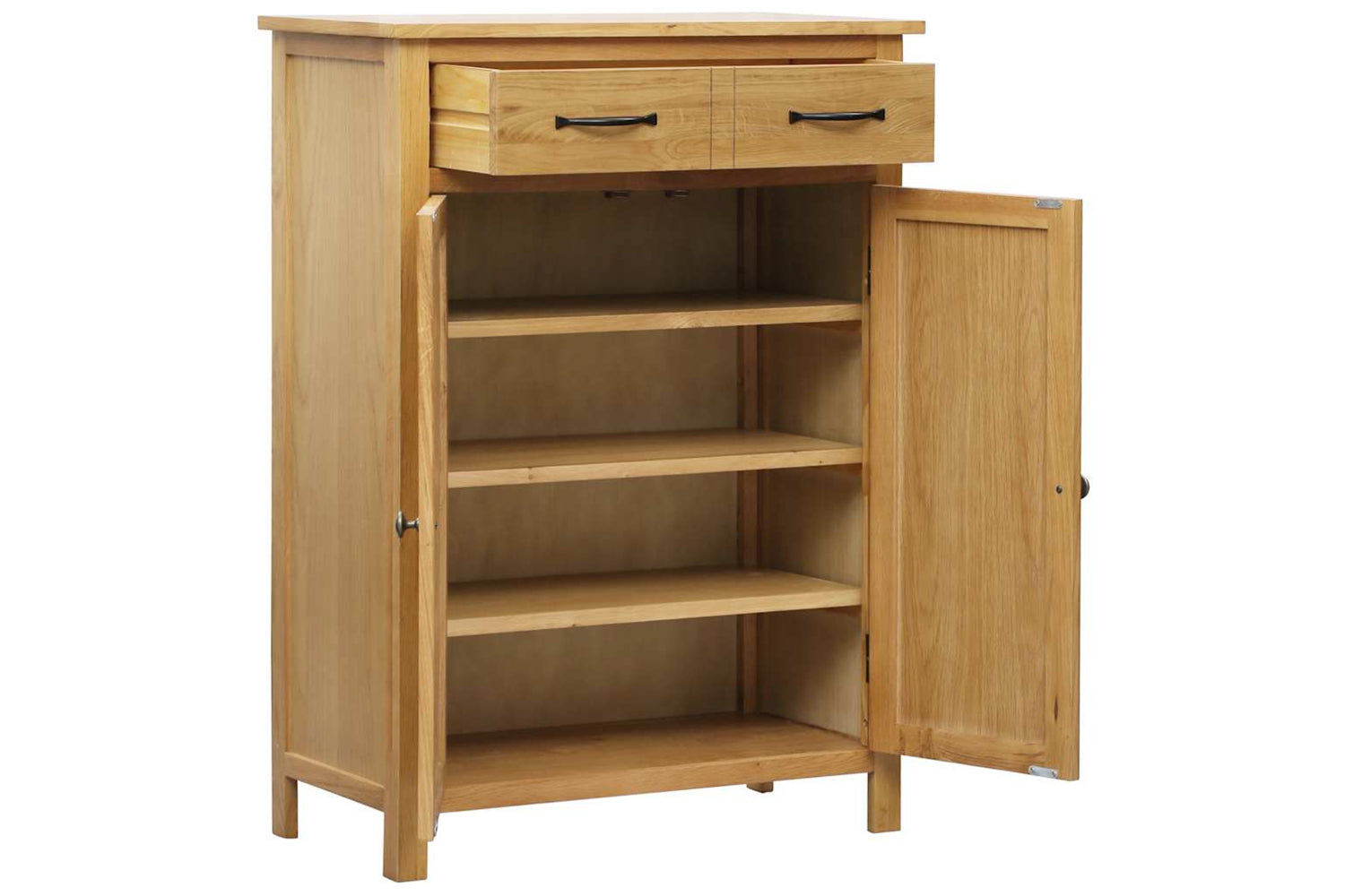 Vidaxl Shoe Cabinet 76x37x105 Cm Solid Oak Wood-5