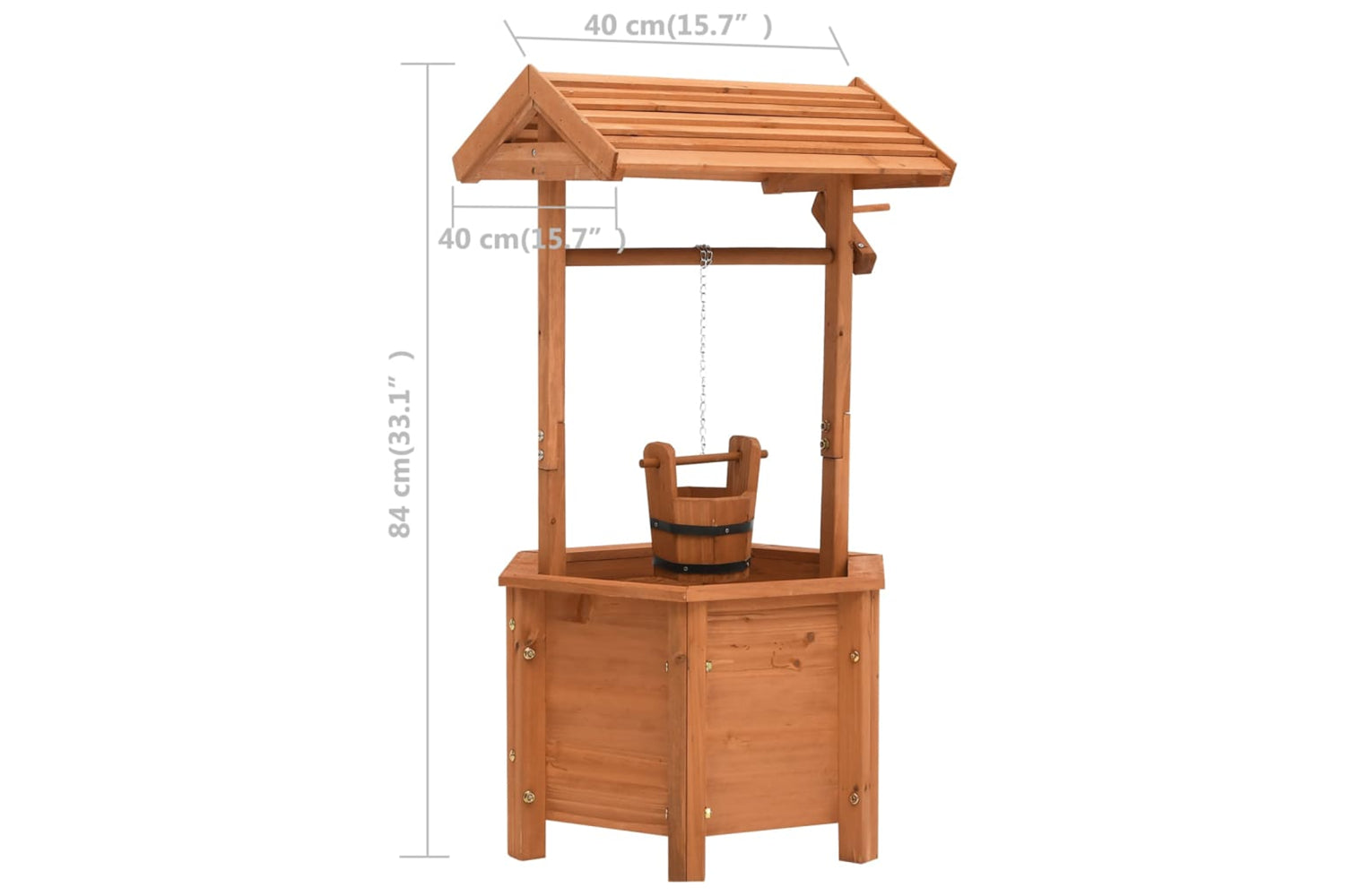 vidaXL 47238 Garden Wishing Well Planter 40x40x84cm Firwood-6