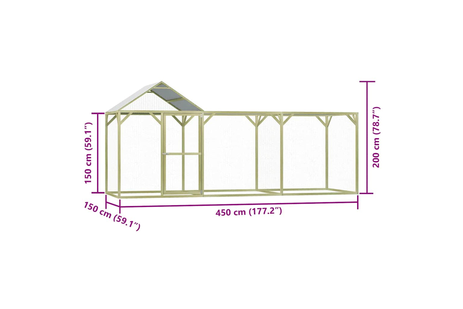 Vidaxl 278401 Chicken Cage 4.5x1.5x2 M Impregnated Pinewood-7