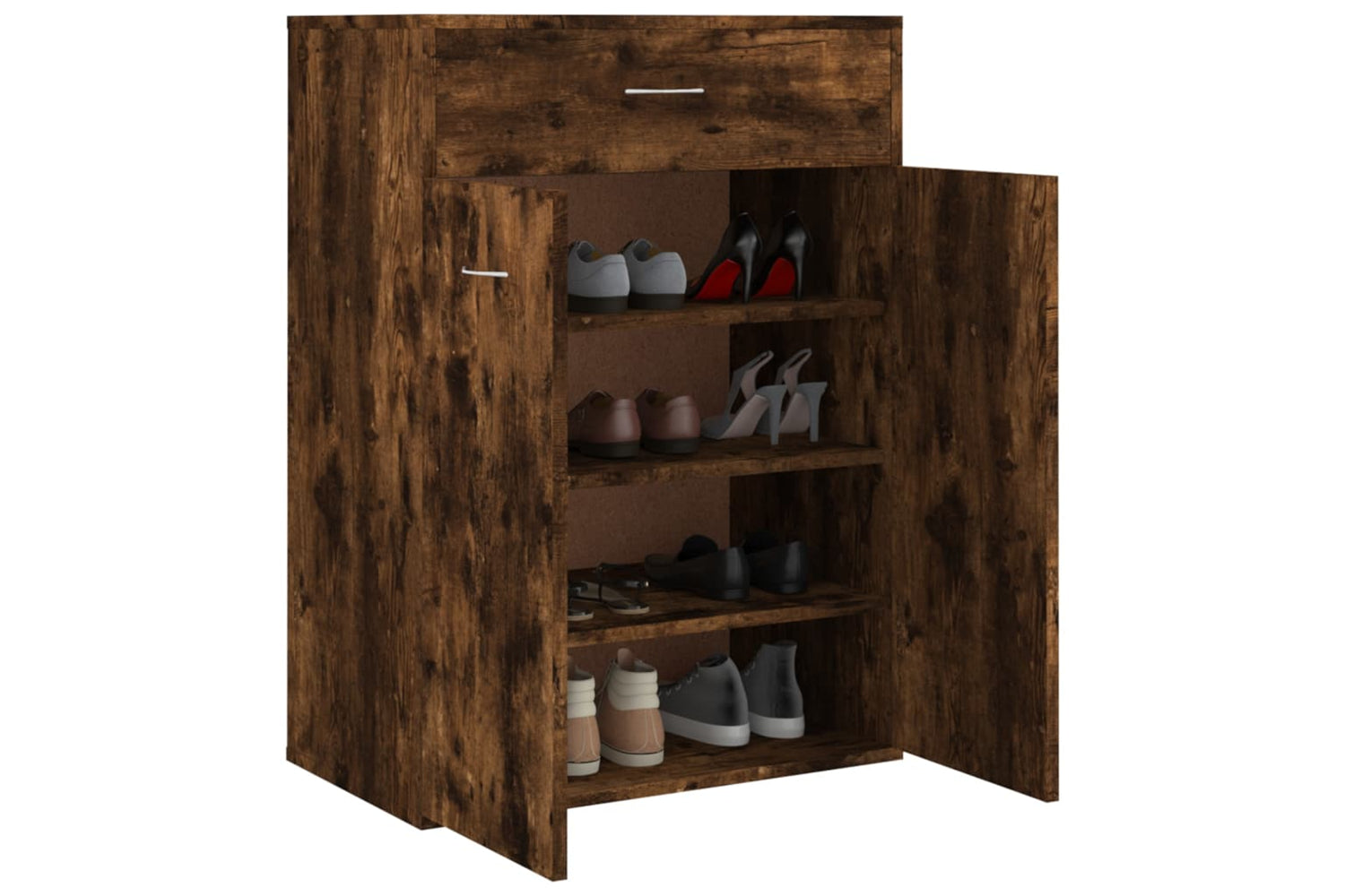 vidaXL 815417 Shoe Cabinet Smoked Oak 60x35x84cm Engineered Wood-4
