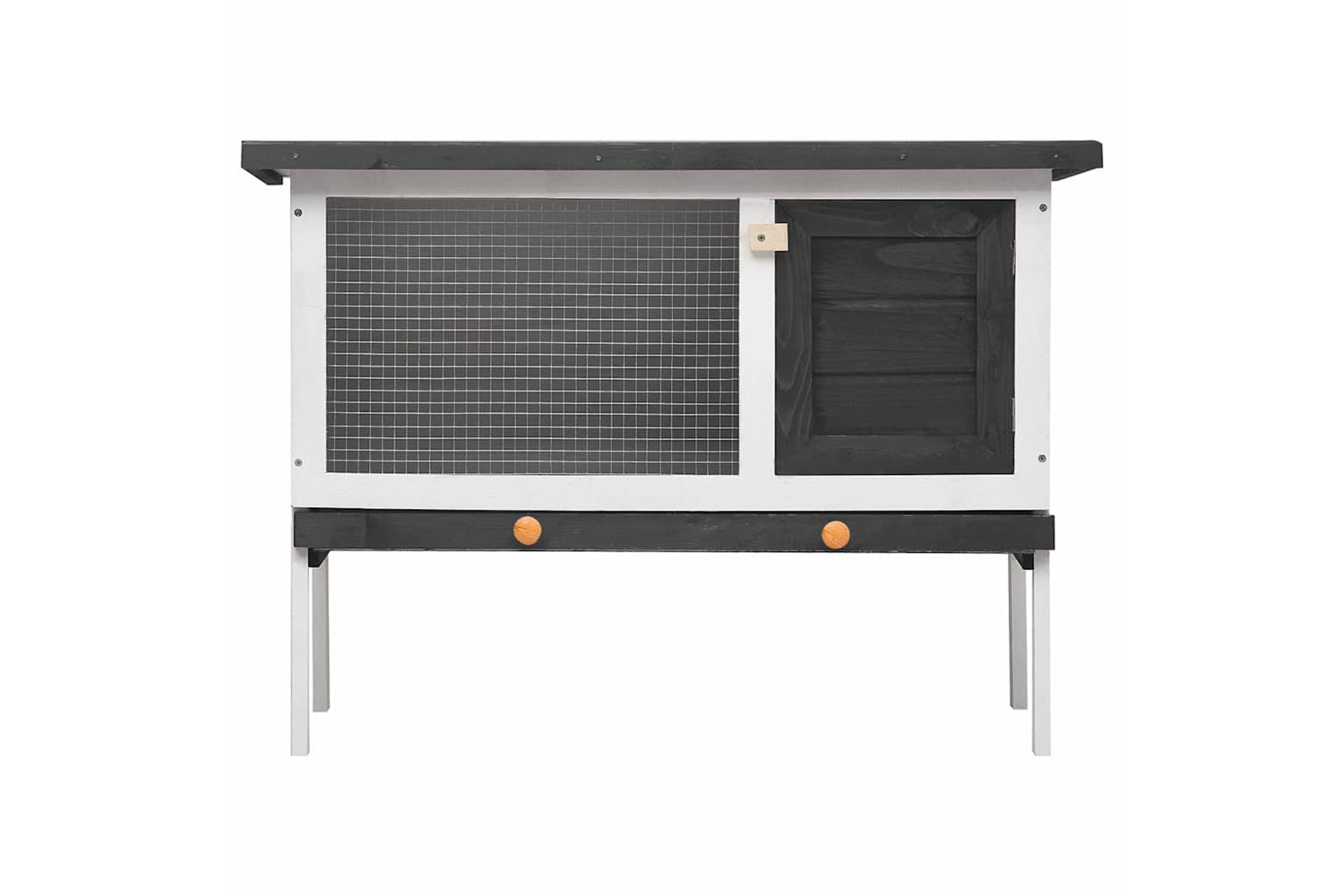 Vidaxl 170828 Outdoor Rabbit Hutch 1 Layer Grey Wood-3