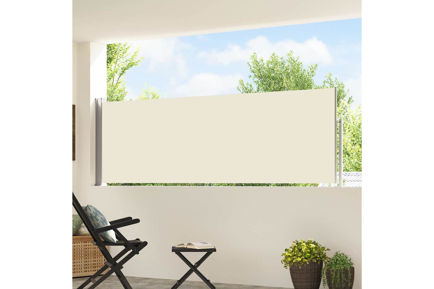 vidaXL 48383 Patio Retractable Side Awning 100x500cm Cream-2