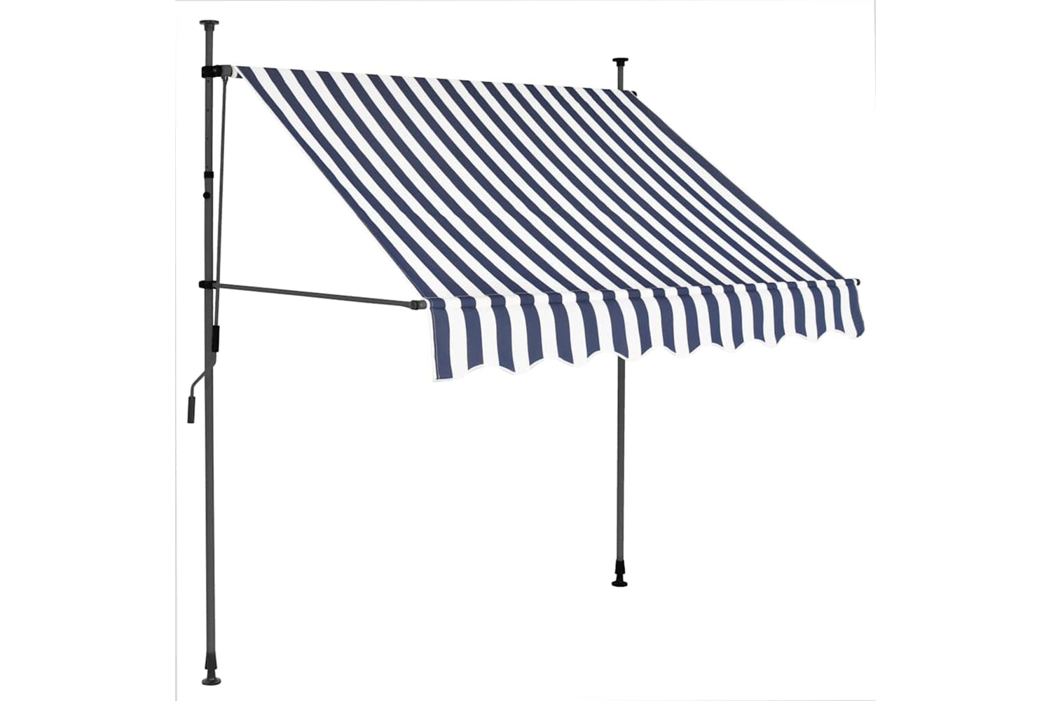 vidaXL 145841 Manual Retractable Awning With Led 100cm Blue And White-2