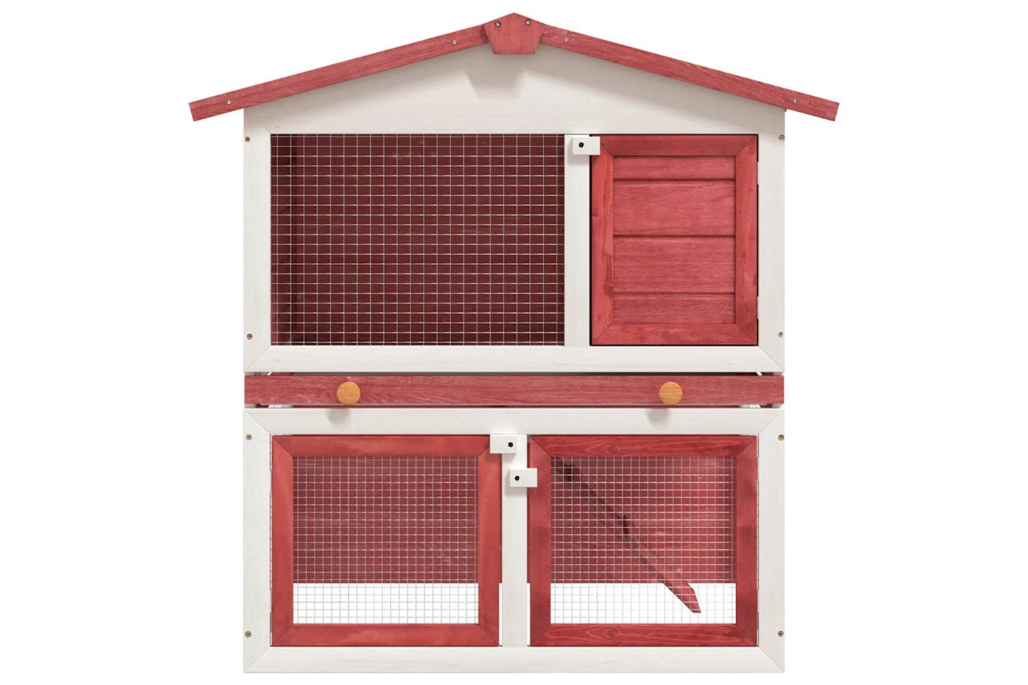 vidaXL 170839 Outdoor Rabbit Hutch 3 Doors Red Wood-2