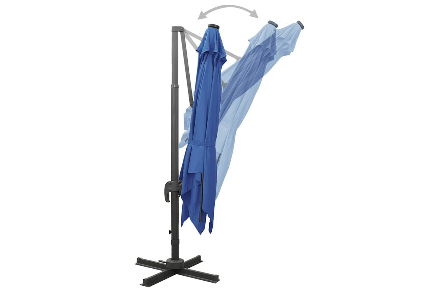 Vidaxl Cantilever Umbrella With Pole And Led Lights Azure Blue 300 Cm-7