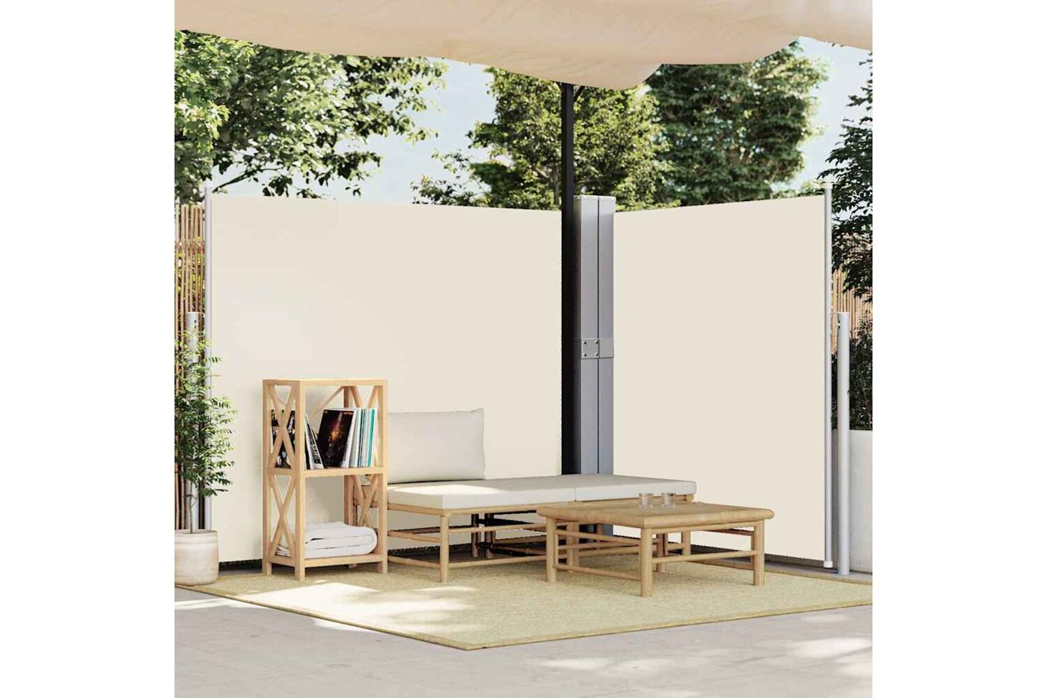 vidaXL 313394 Patio Retractable Side Awning 170x1200cm Cream-2