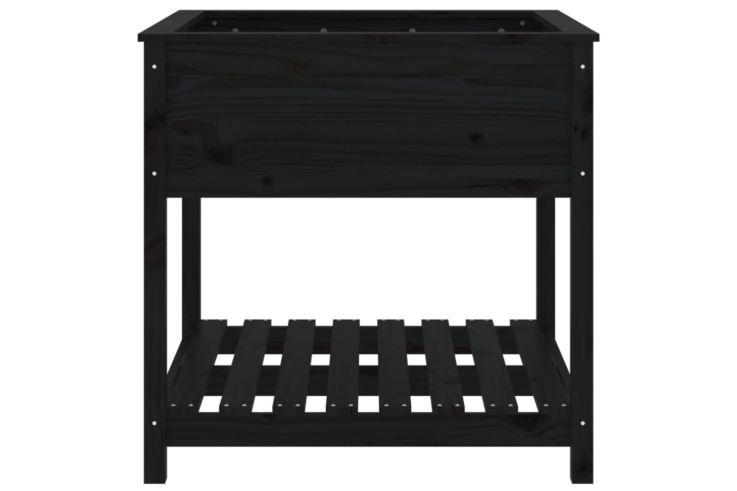 vidaXL 823798 Planter With Shelf Black 82.5x82.5x81cm Solid Wood Pine-4