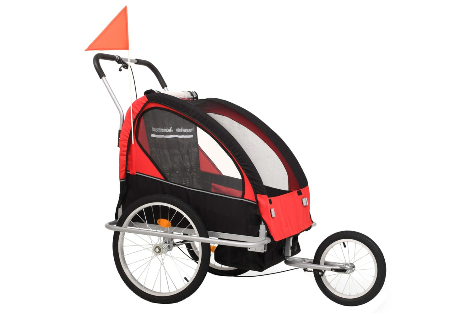 Vidaxl 2-in-1 Bike Trailer & Stroller Black And Red-3