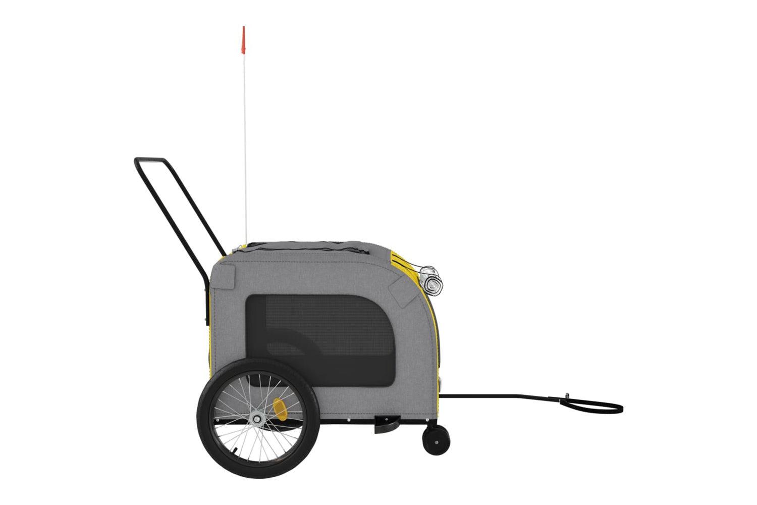 Vidaxl 93861 Pet Bike Trailer Yellow And Grey Oxford Fabric And Iron-5