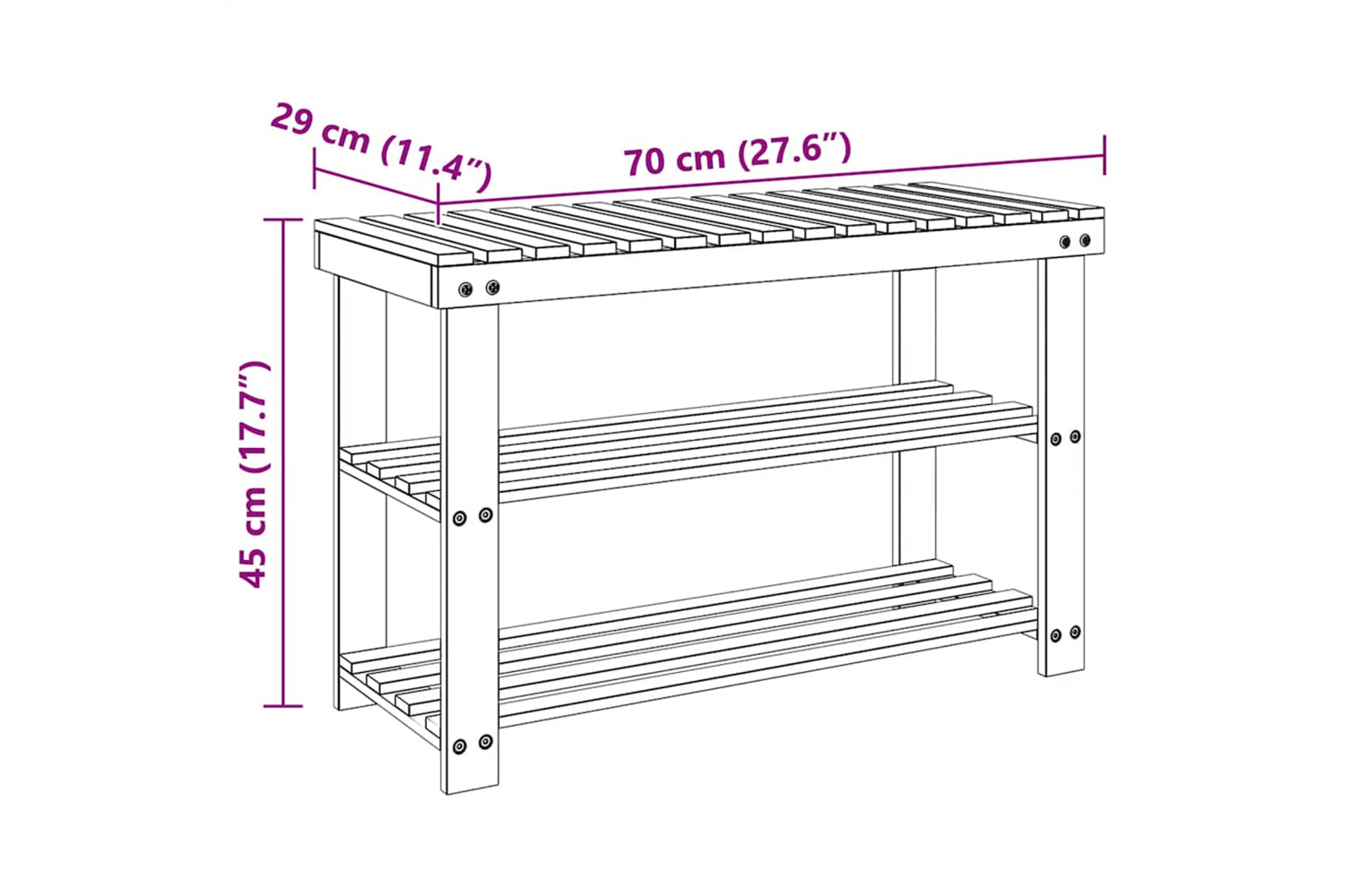 Vidaxl 241067 2-in-1 Shoe Rack With Bench Top Solid Fir Wood-4