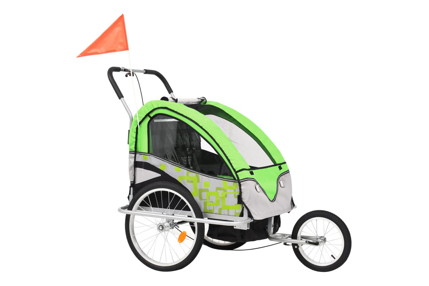 Vidaxl 2-in-1 Bike Trailer & Stroller Green And Grey-4
