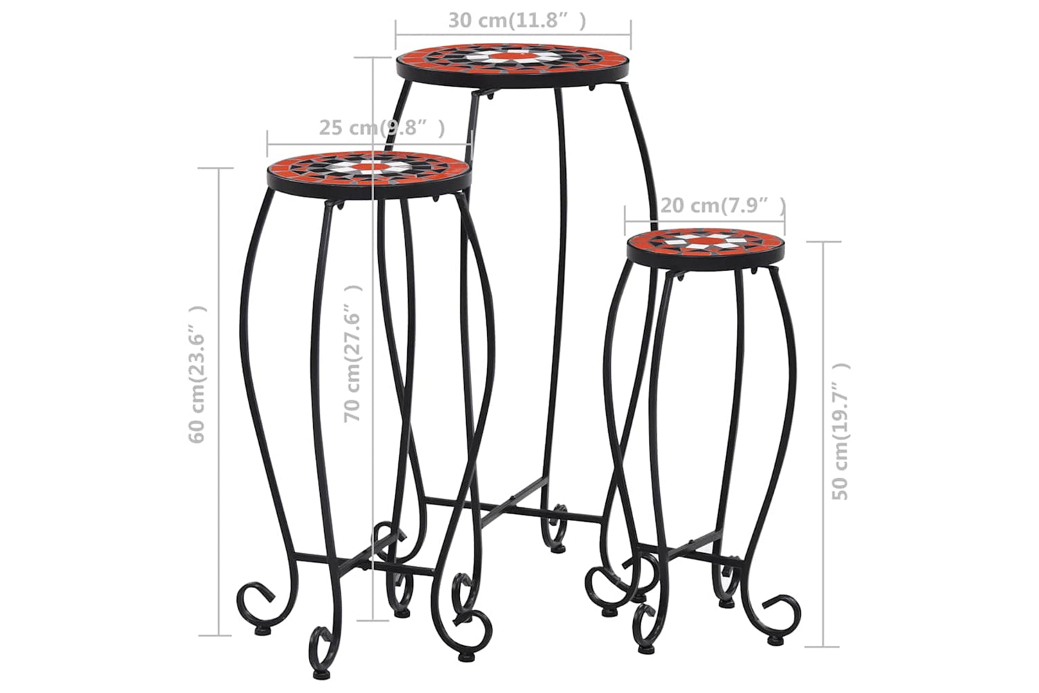 Vidaxl 46704 Mosaic Tables 3 Pcs Terracotta And White Ceramic-8