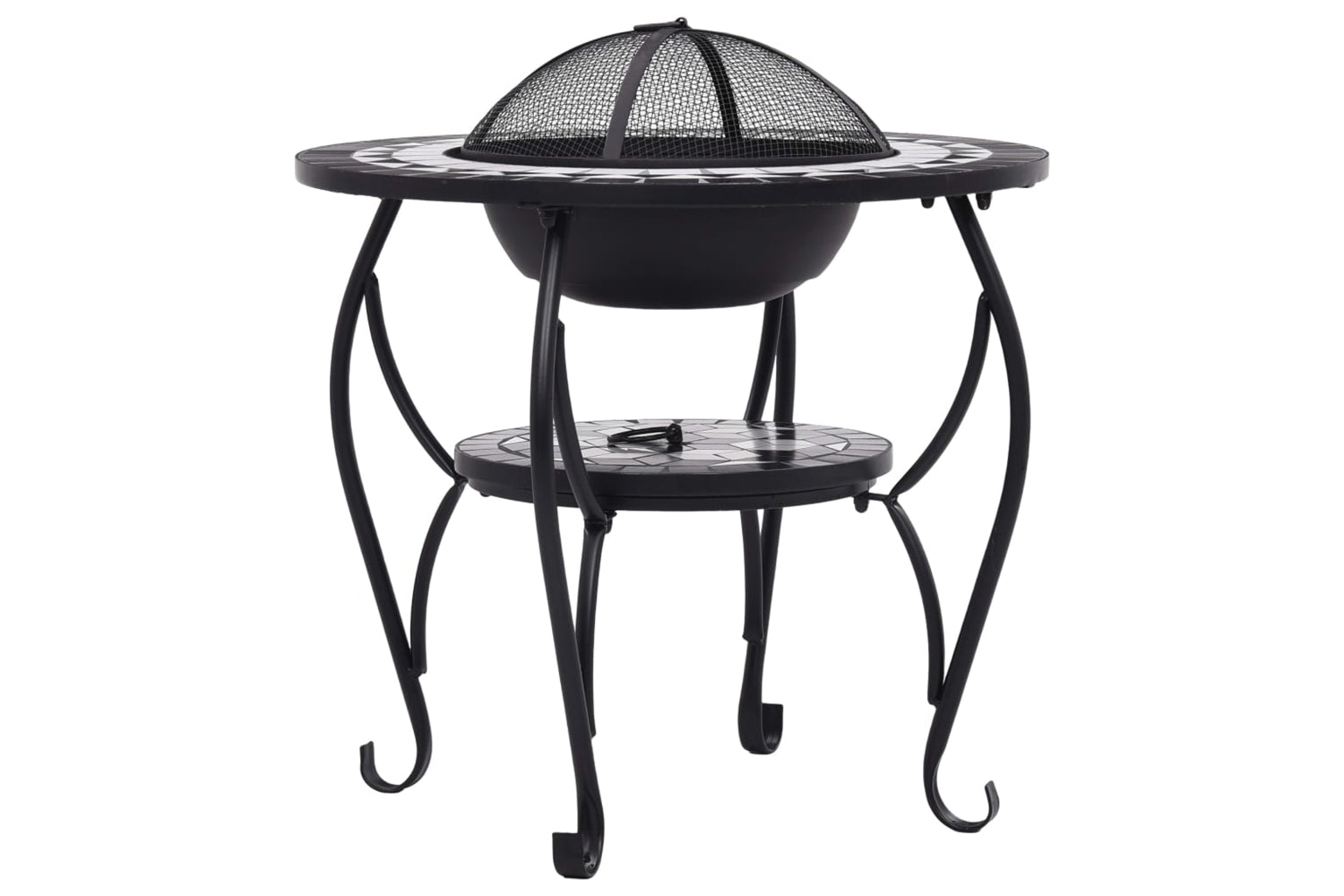 vidaXL 46725 Mosaic Fire Pit Table Black And White 68cm Ceramic-5