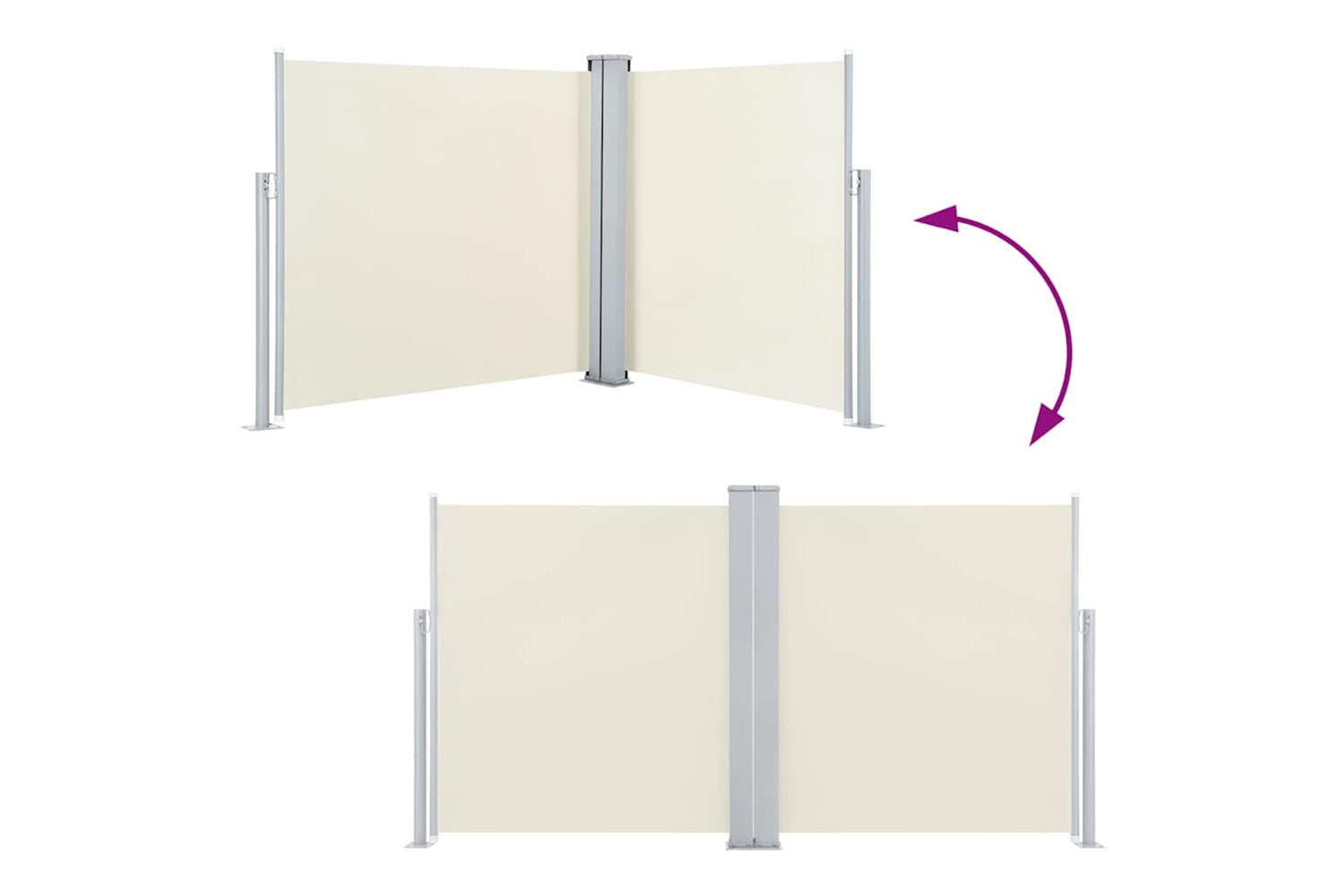 vidaXL 48449 Retractable Side Awning Cream 120x600cm-4