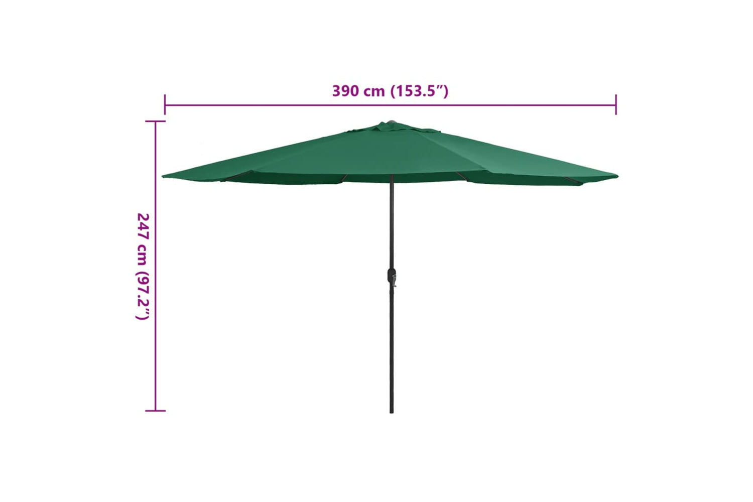 vidaXL Outdoor Parasol With Metal Pole 390cm Green-7