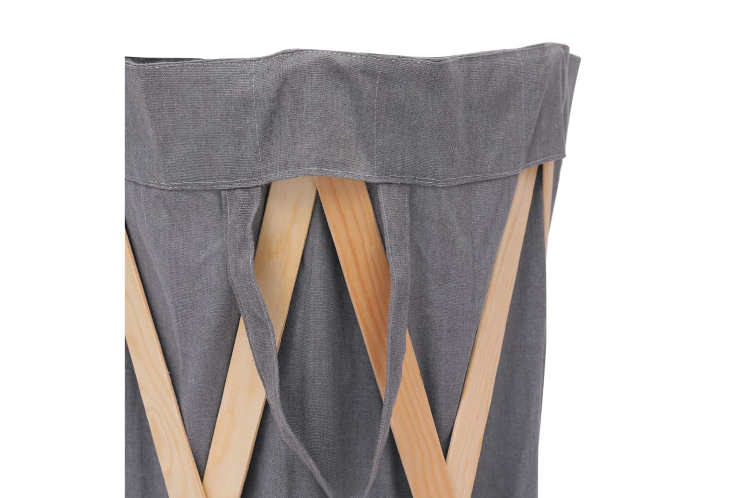Vidaxl 284228 Folding Laundry Basket Grey Wood And Fabric-4