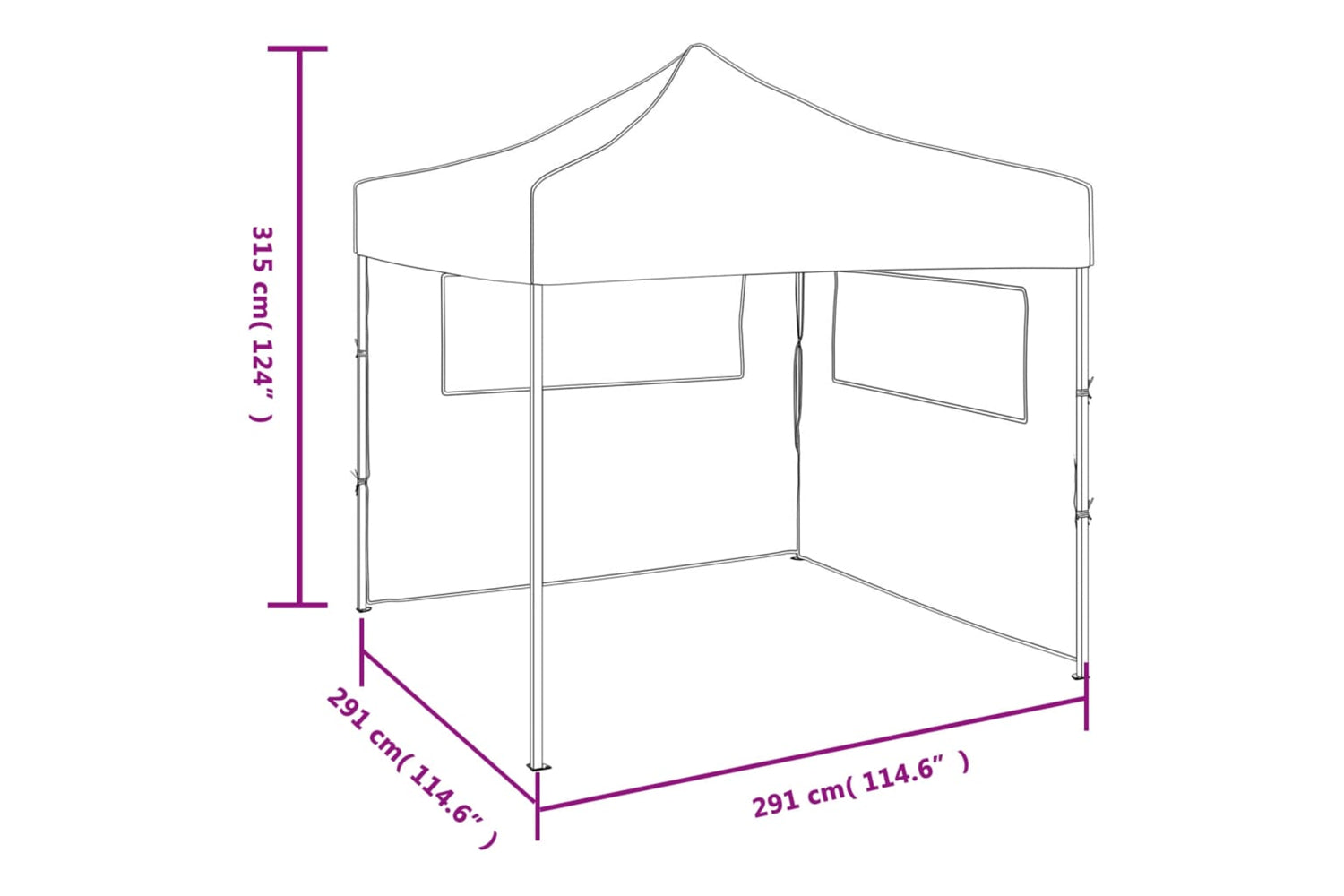 Vidaxl Foldable Party Tent Pop-up With 2 Sidewalls 3x3 M Anthracite-9