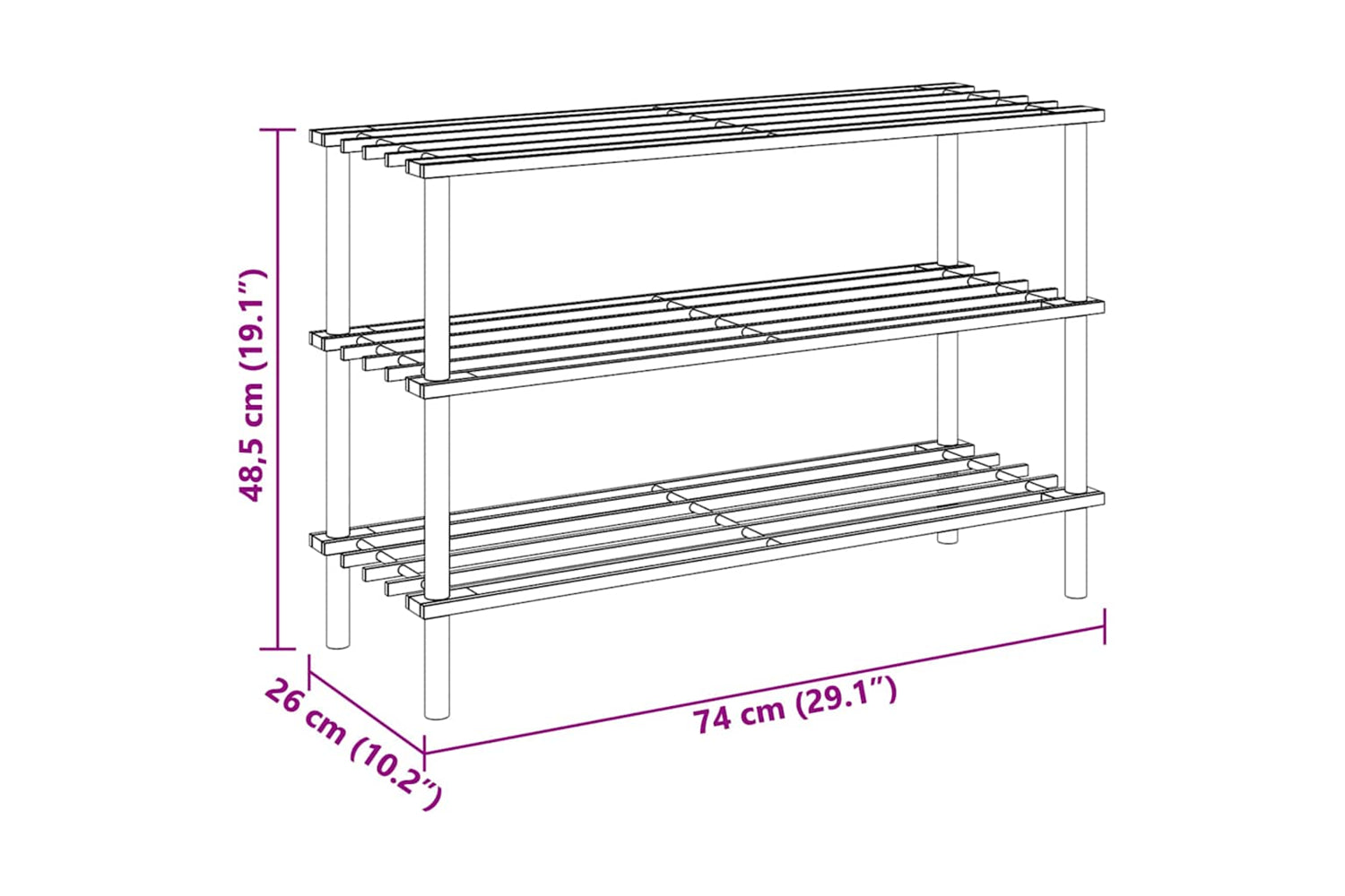 Vidaxl 241065 3-tier Shoe Racks 2 Pcs Solid Fir Wood-6