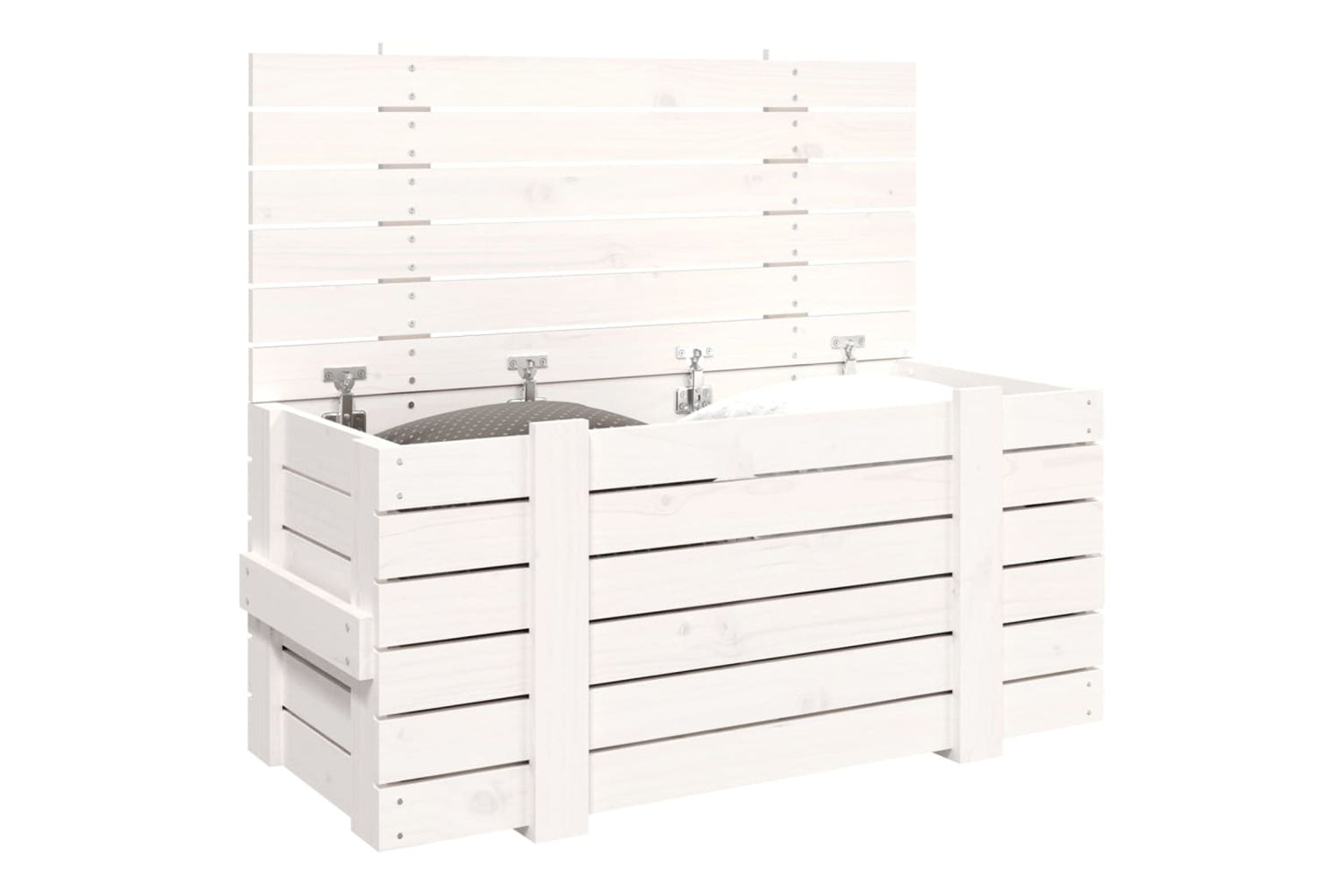 vidaXL 824999 Storage Box White 91x40.5x42cm Solid Wood Pine-3