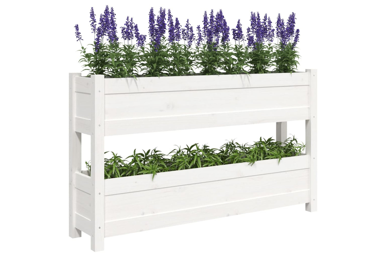 vidaXL 823928 Planter White 112x25x66cm Solid Wood Pine-3