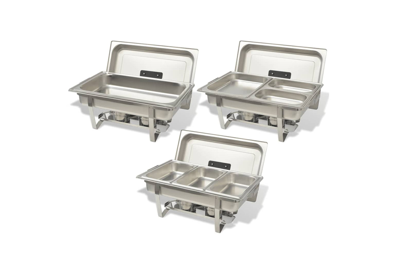 Vidaxl 50529 3 Piece Chafing Dish Set Stainless Steel-3