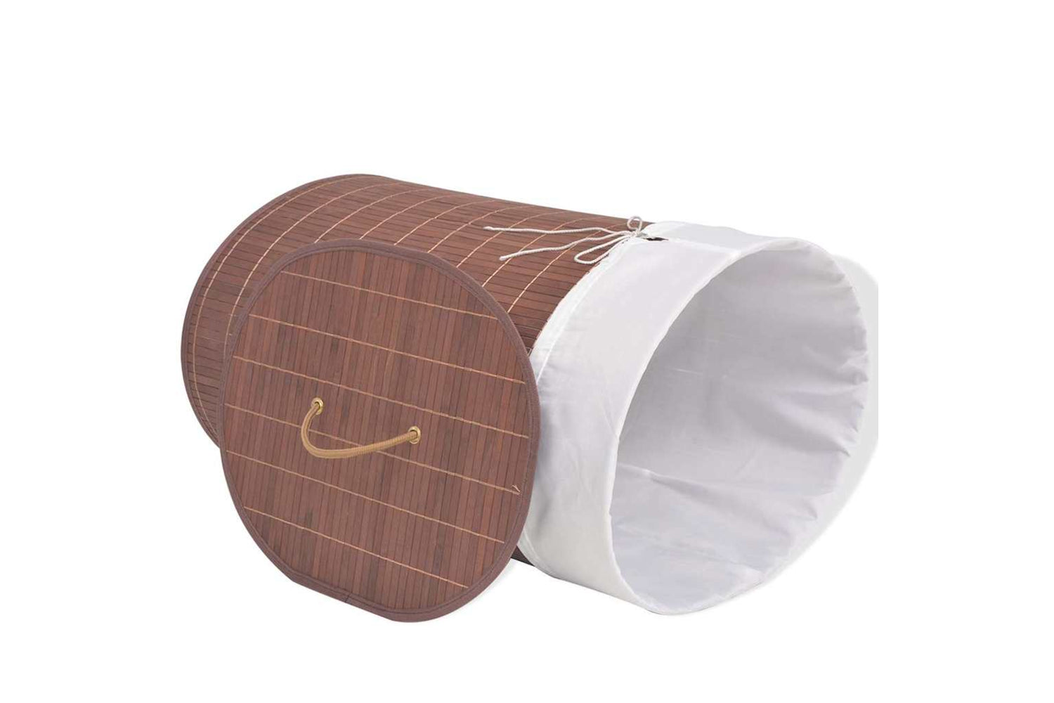 Vidaxl 245580 Bamboo Laundry Bin Oval Brown-3
