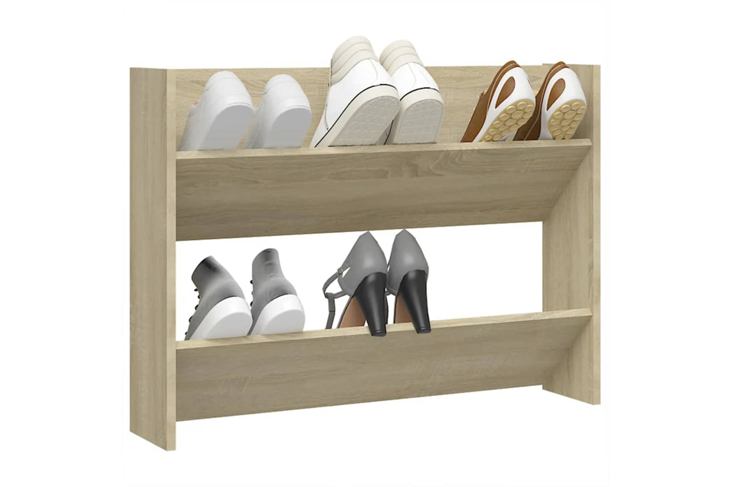 vidaXL 806747 Wall Shoe Cabinet Sonoma Oak 80x18x60cm Engineered Wood-3