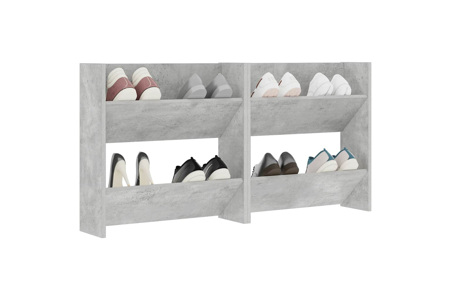 vidaXL 806727 Wall Shoe Cabinets 2 Pcs Concrete Grey 60x18x60cm Engineered Wood-3