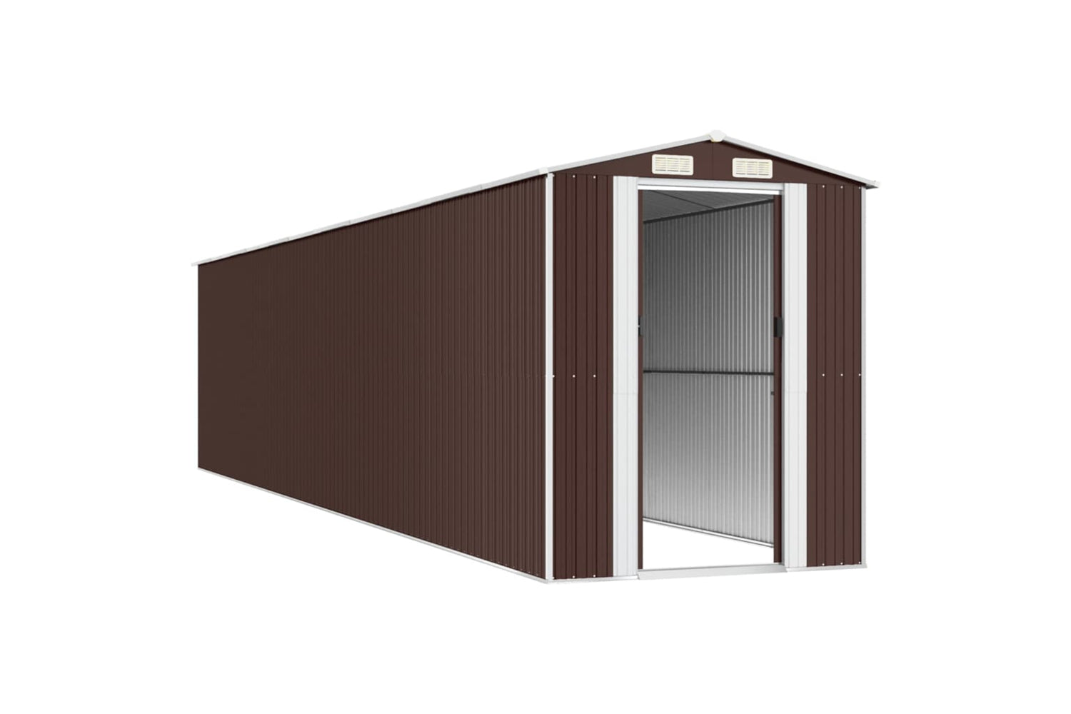 vidaXL 3147469 Garden Shed Dark Brown 192x938x223cm Galvanised Steel-3
