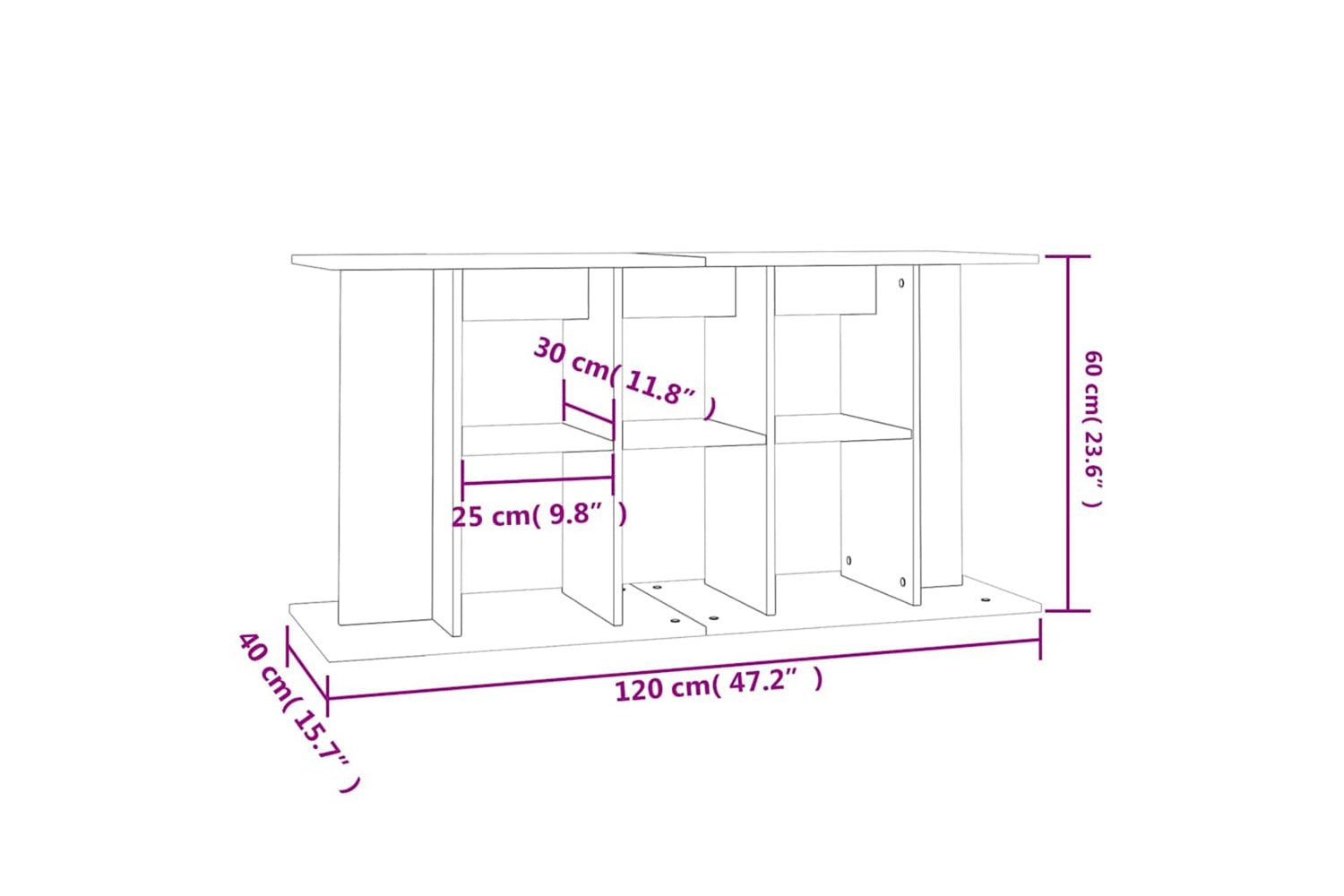 vidaXL 833596 Aquarium Stand Smoked Oak 120x40x60cm Engineered Wood-7