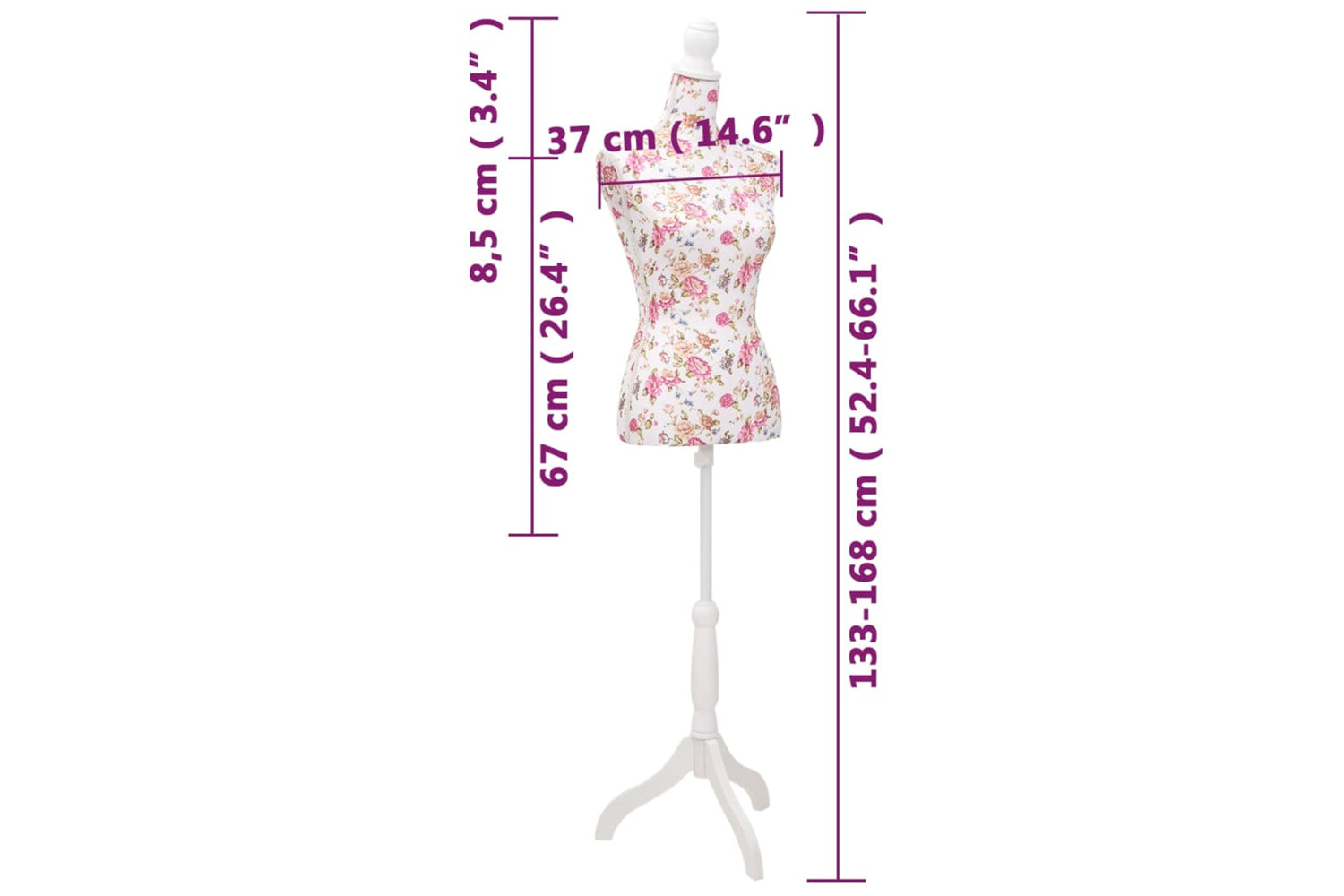 Vidaxl 30030 Ladies Bust Display Mannequin Cotton White With Rose-7