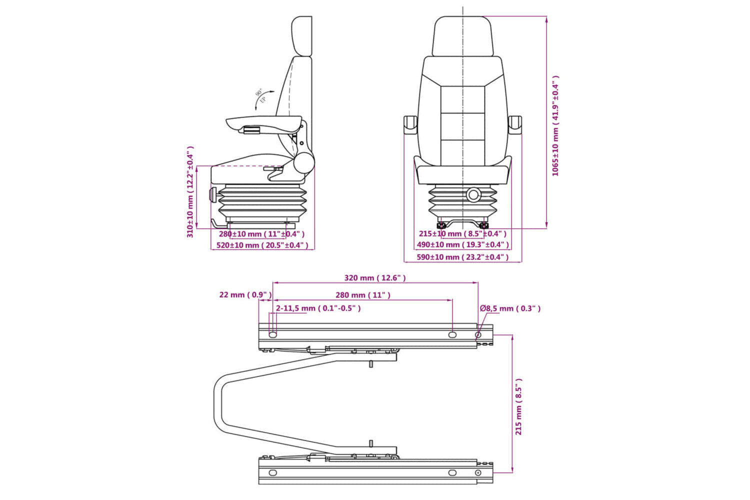 Vidaxl 210158 Tractor Seat With Suspension-8