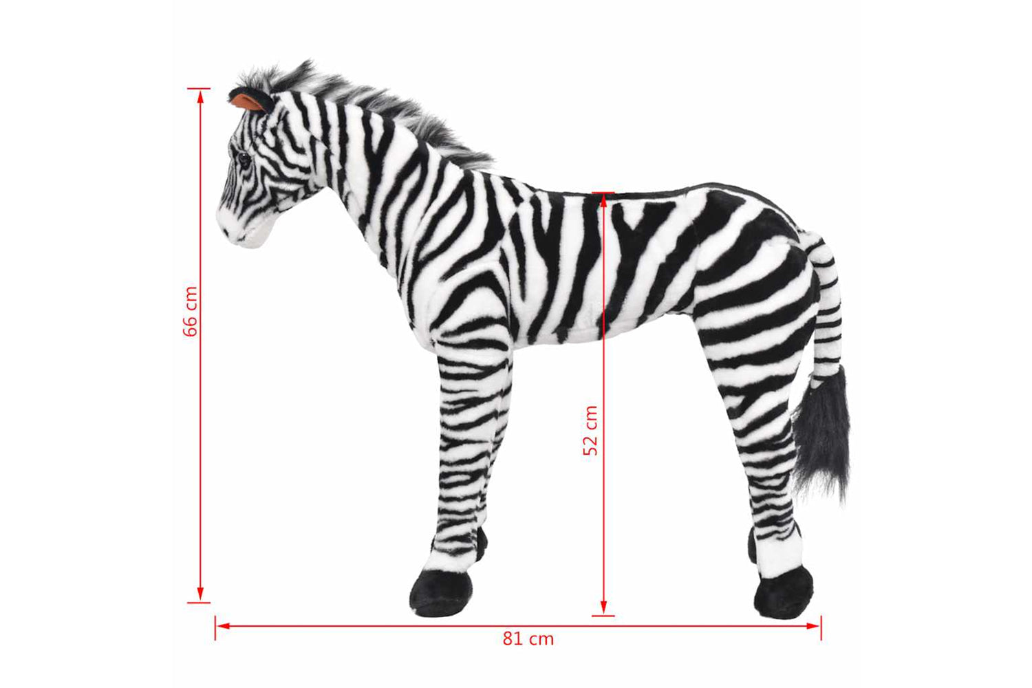 vidaXL 91335 Standing Plush Toy Zebra Black And White Xxl-5
