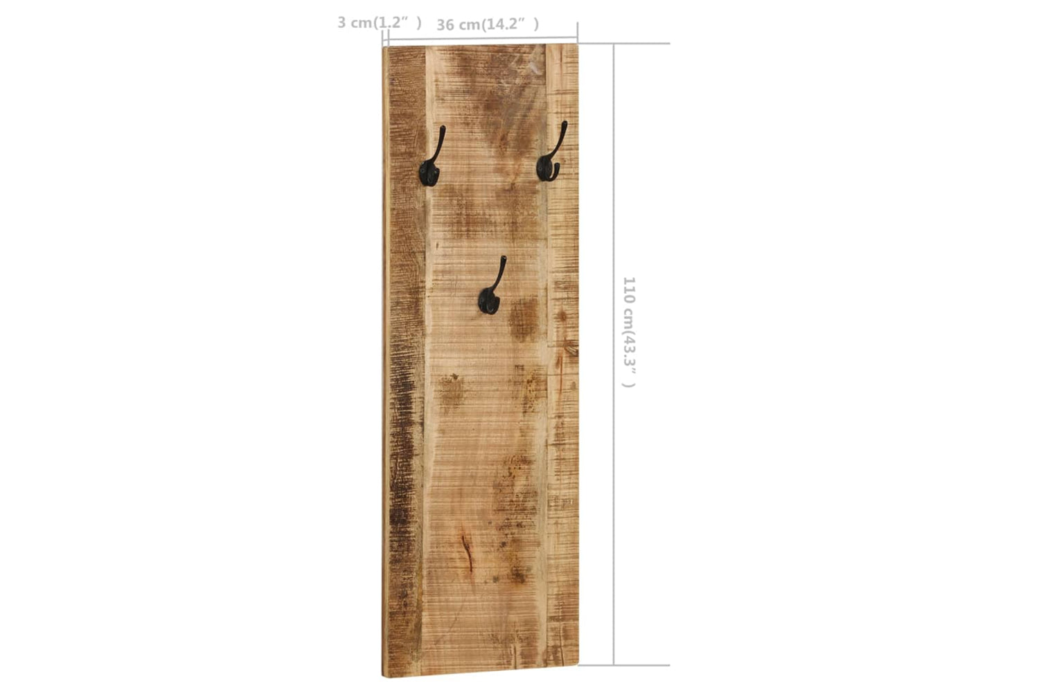 vidaXL 246025 Wall-mounted Coat Racks 2 Pcs Solid Mango Wood 36x110x3cm-8