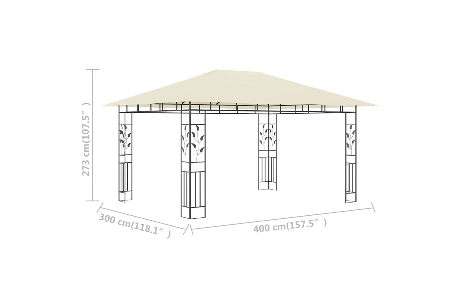 Vidaxl 47970 Gazebo With Mosquito Net 4x3x2.73 M Cream 180 G/mâ²-6