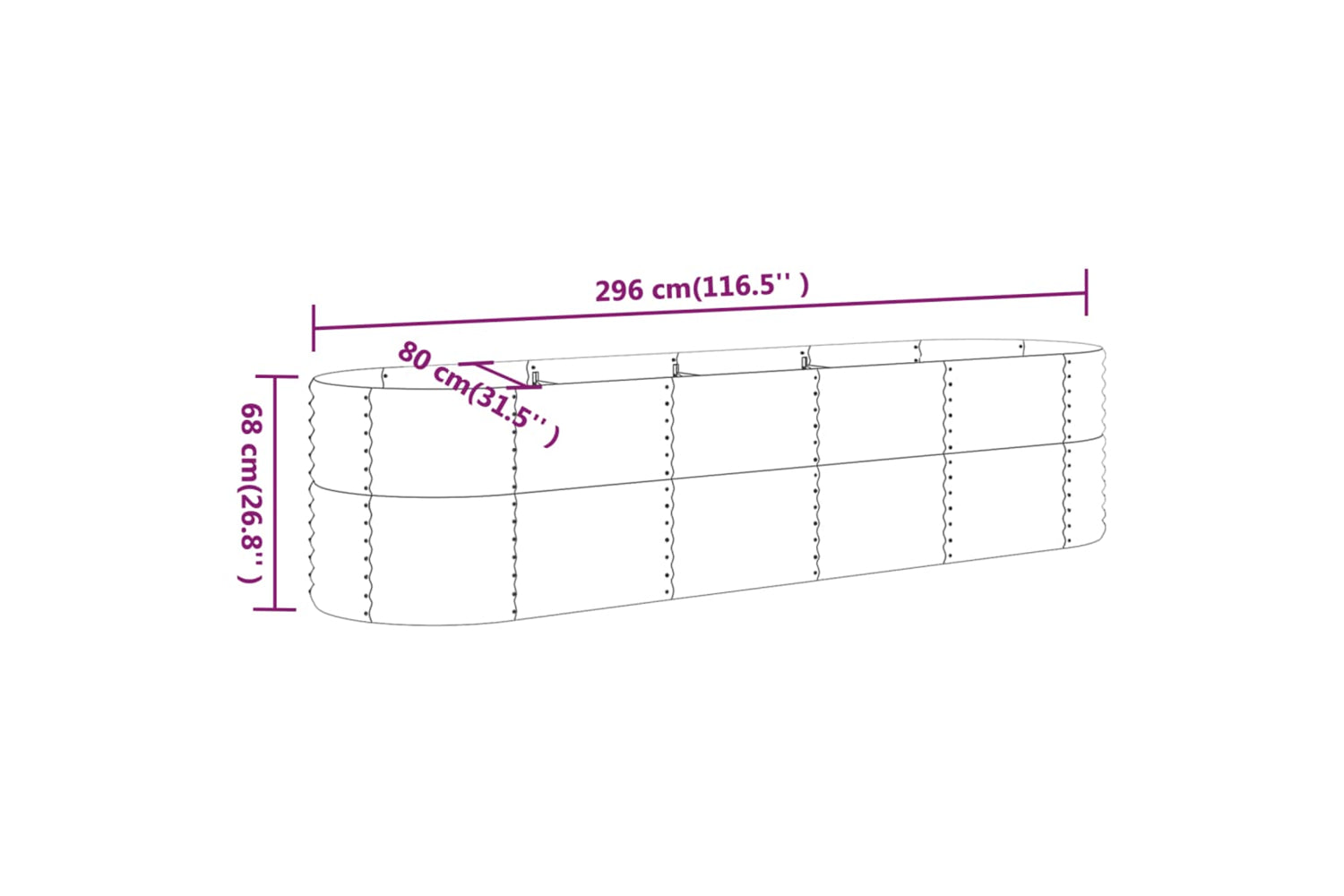 vidaXL 318962 Garden Raised Bed Powder-coated Steel 296x80x68cm Silver-5