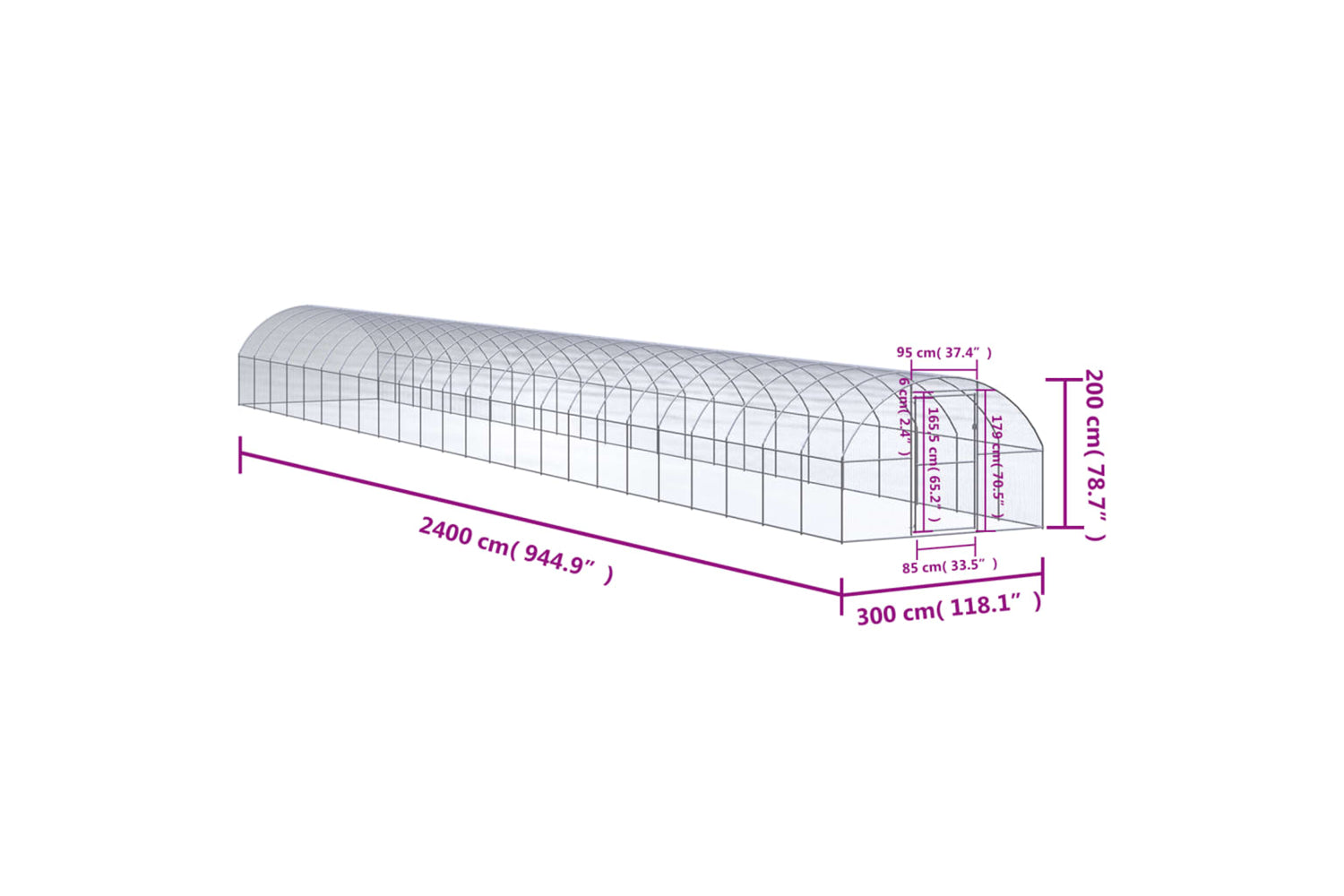Vidaxl 3095471 Outdoor Chicken Coop 3x24x2 M Galvanised Steel-7