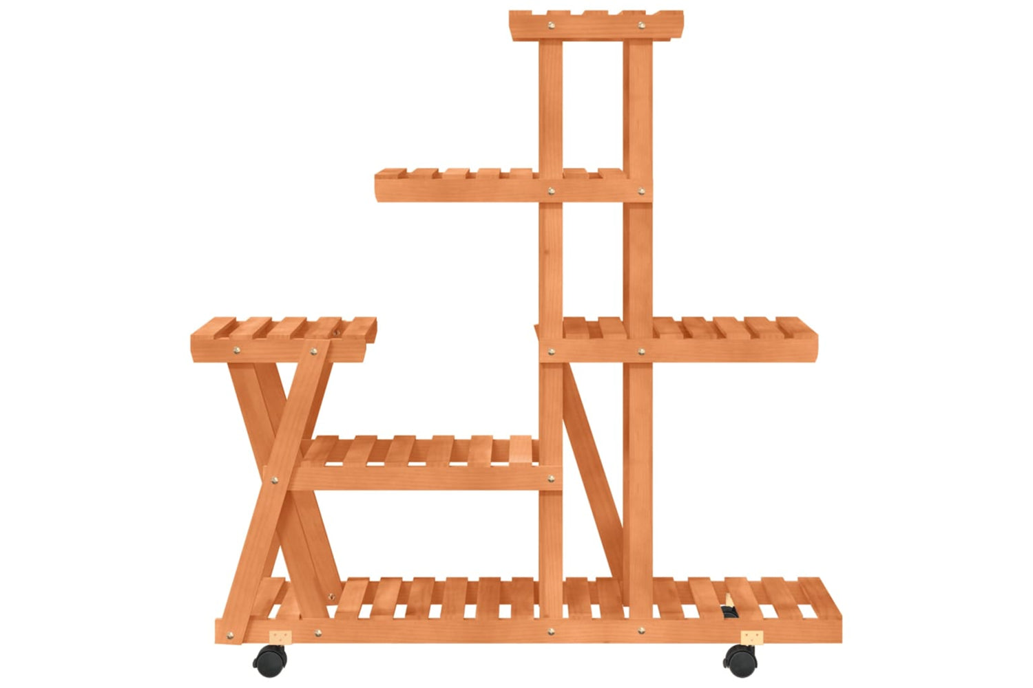vidaXL 362882 Flower Stand With Wheels 95x25x101cm Solid Wood Fir-3